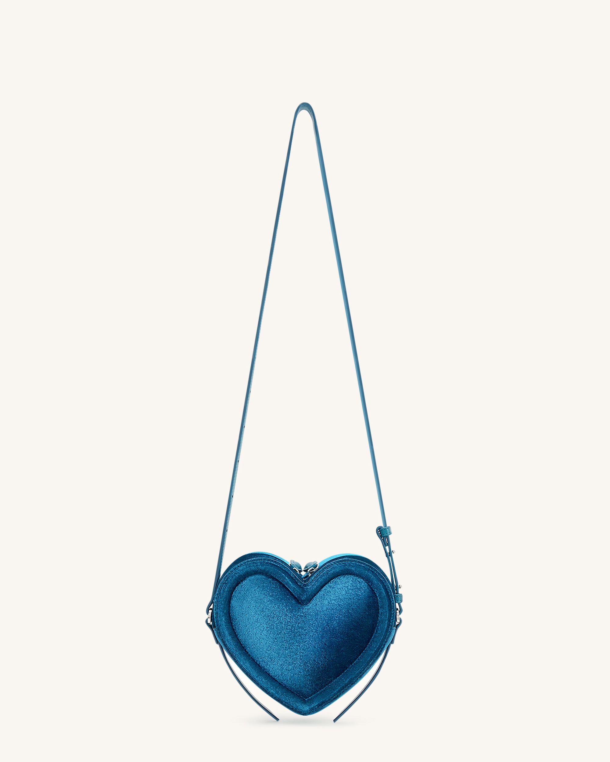 Arlene Velvet Heart Shaped Bag - Blue - Image 3