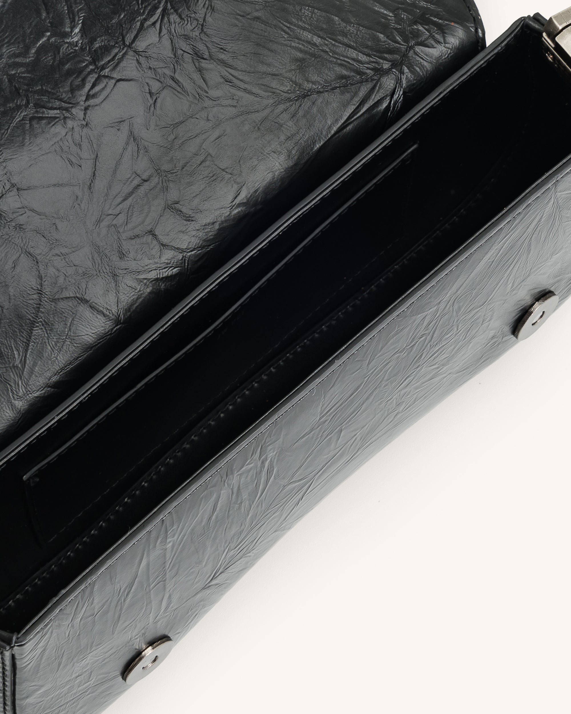 Joy Crushed Shoulder Bag - Black - Image 5