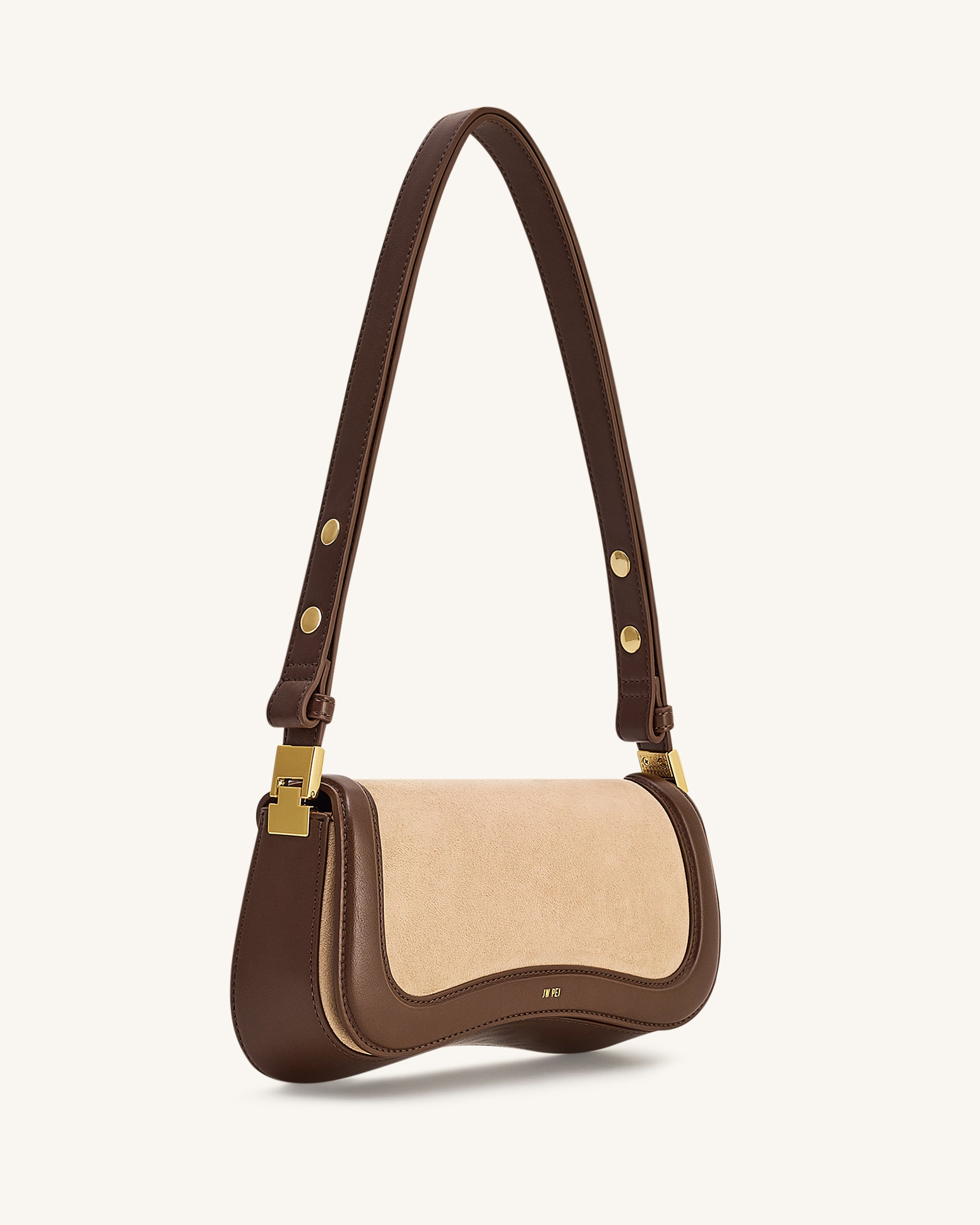 Joy Faux Suede Shoulder Bag - Khaki Brown - Image 2