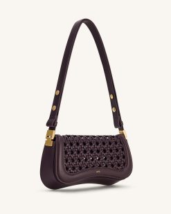 Alternative view of Joy Woven Shoulder Bag - Dark Red