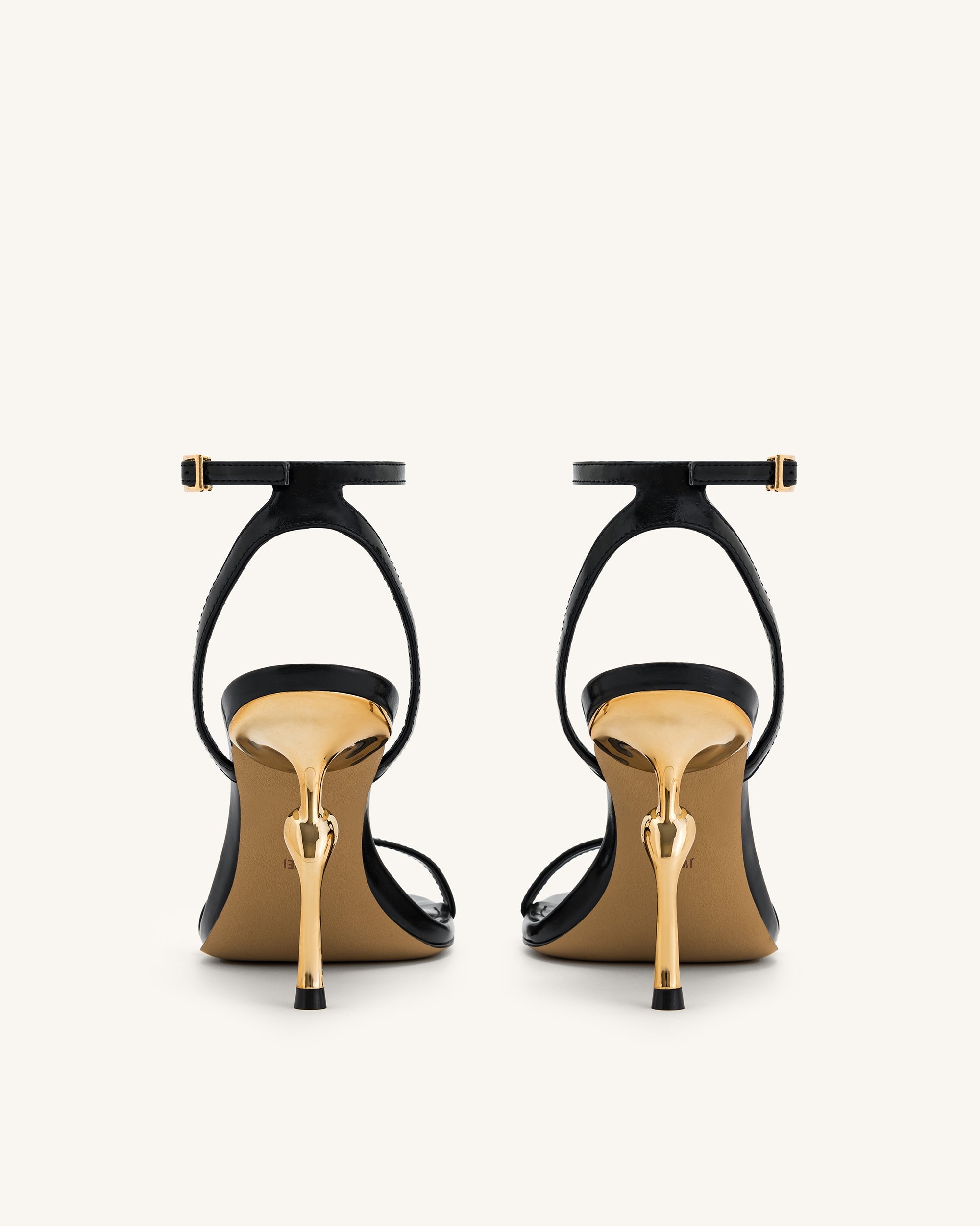 Alivia Gold Metal Heel Sandals - Black - Image 5