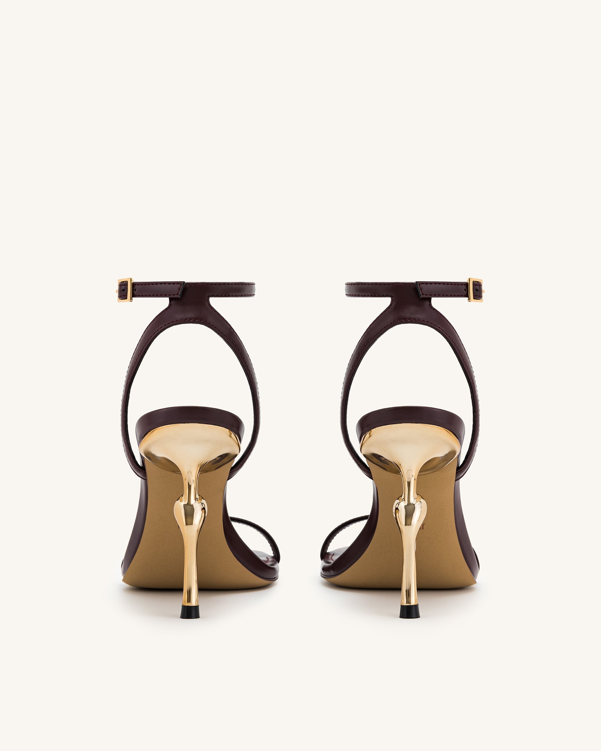 Alivia Gold Metal Heel Sandals - Claret Red - Image 5