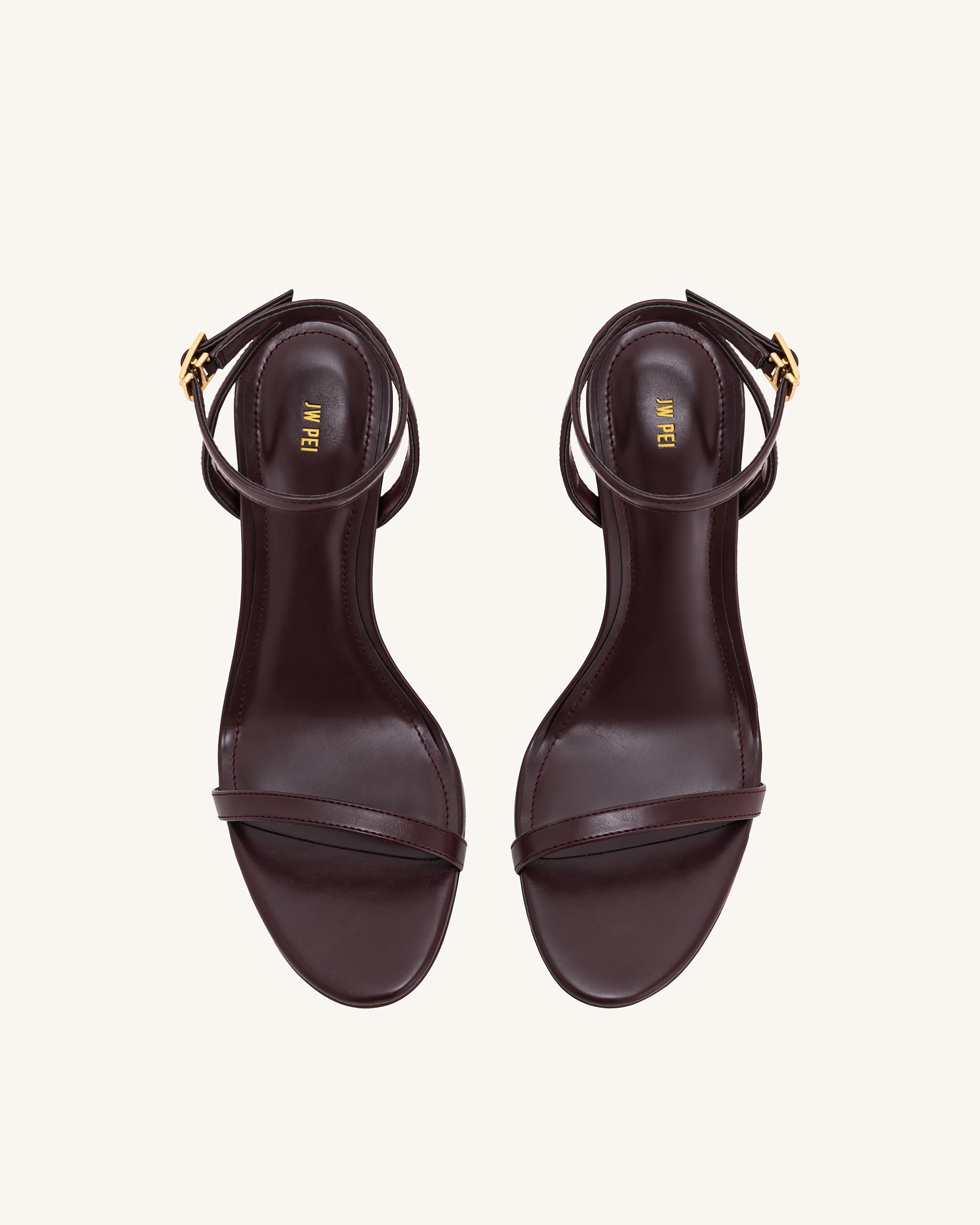 Alivia Gold Metal Heel Sandals - Claret Red - Image 4