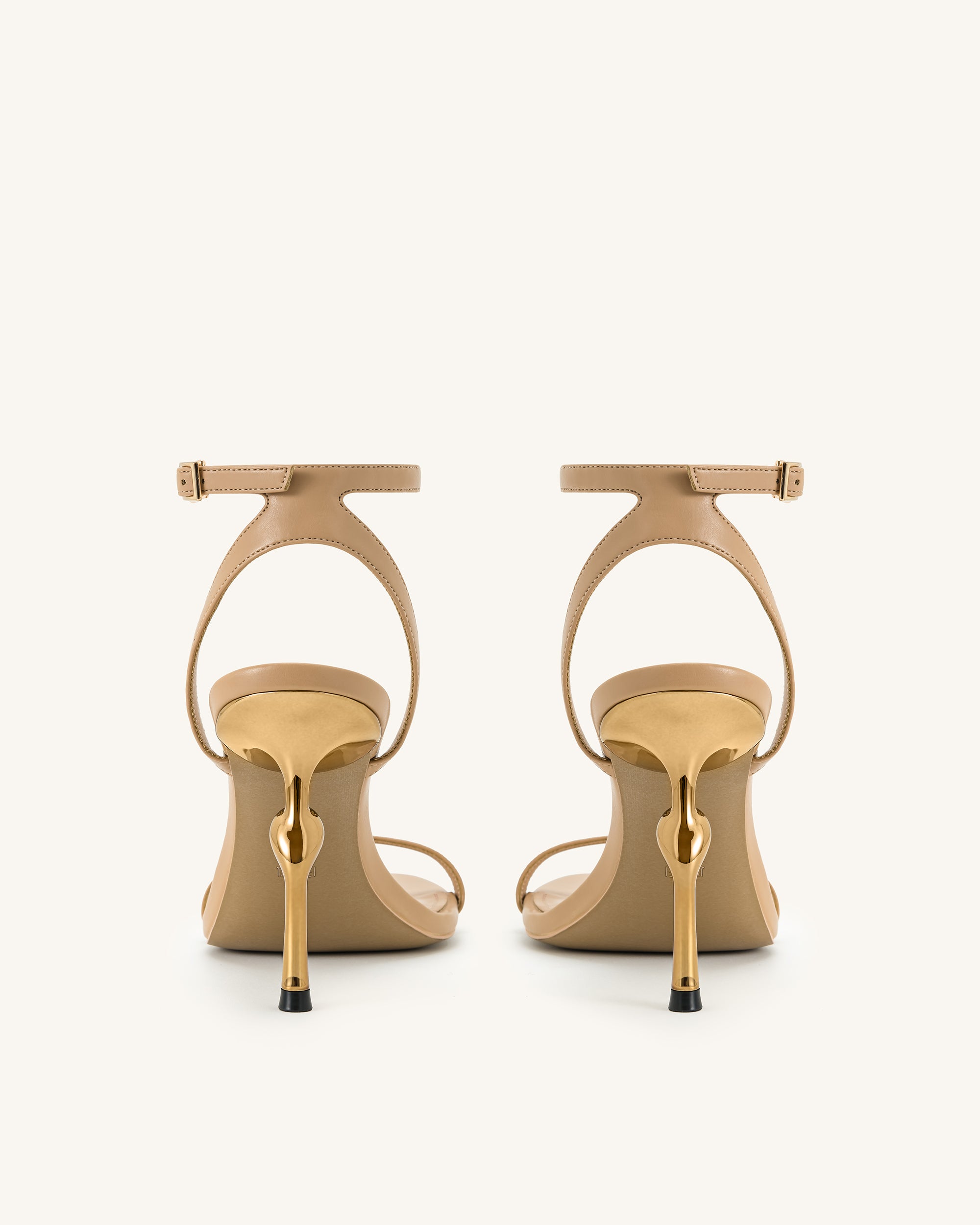 Alivia Gold Metal Heel Sandals - Khaki - Image 5