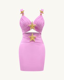 Alternative view of Mini Dress with Star Details - Pink