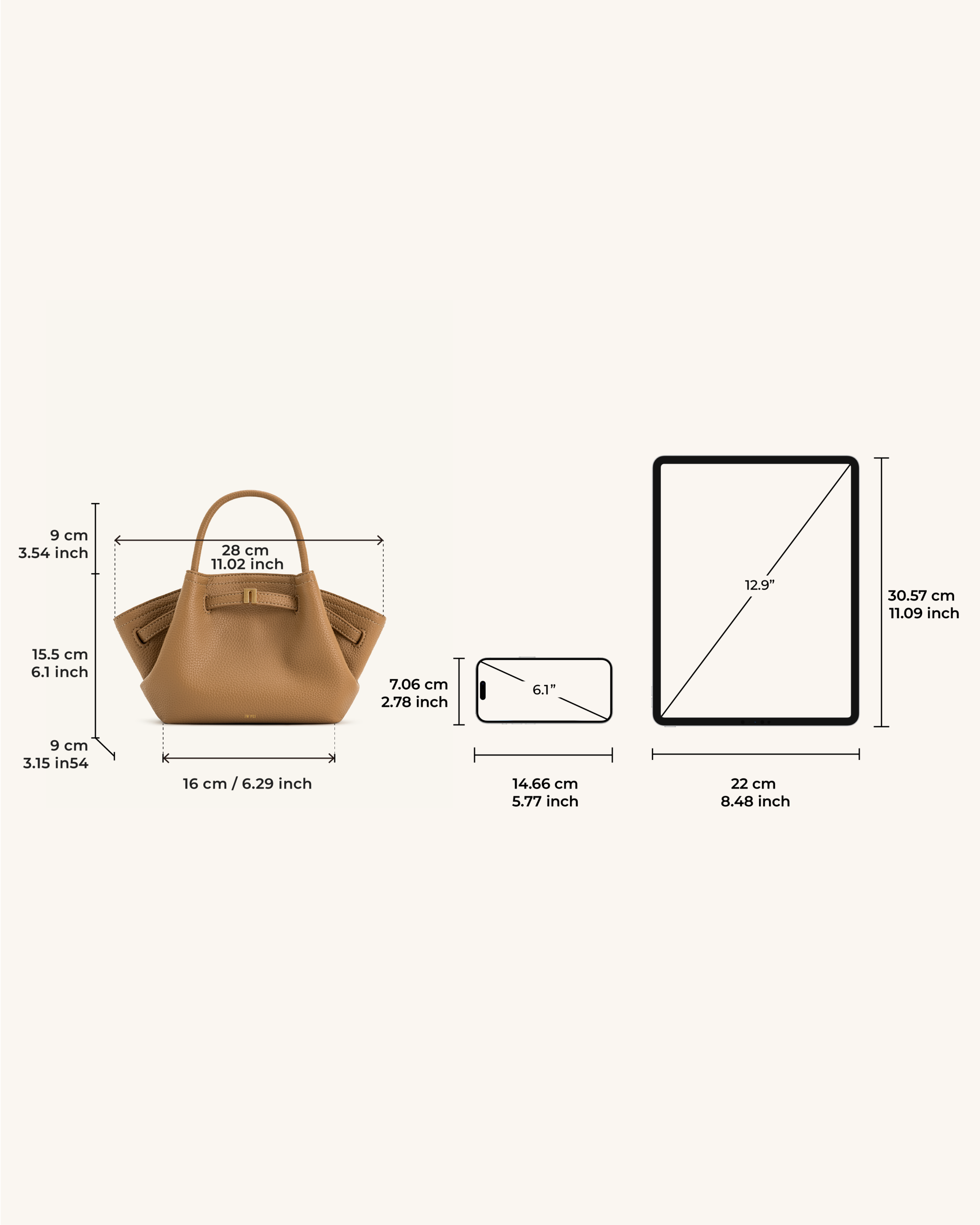 Hana Mini Tote Bag - Latte Color - Image 7