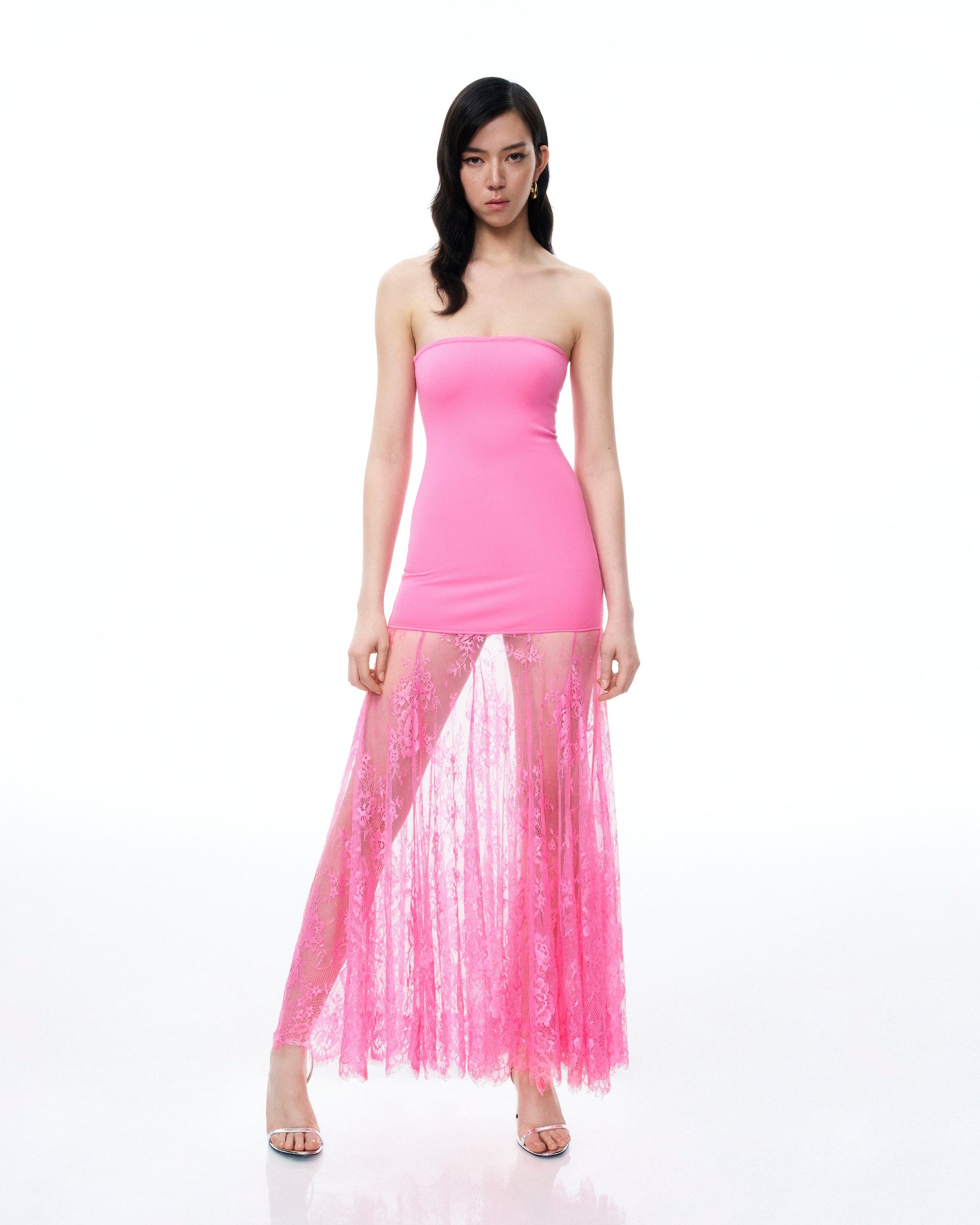 Evadne Floral Lace Dress - Pink - Image 5