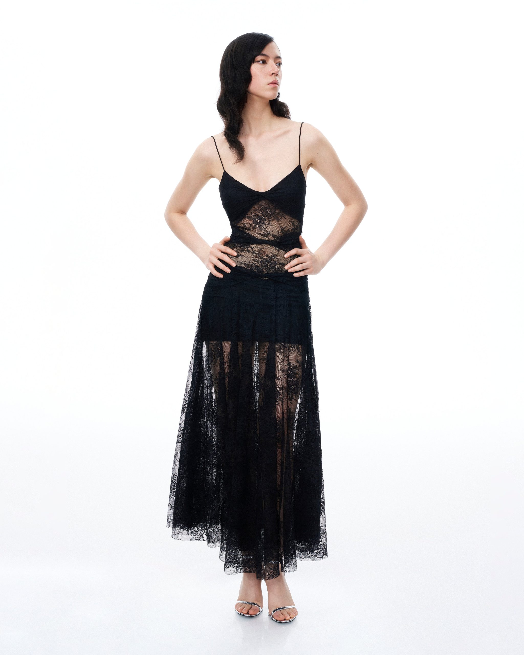 Indigo Floral Lace Dress - Black - Image 4