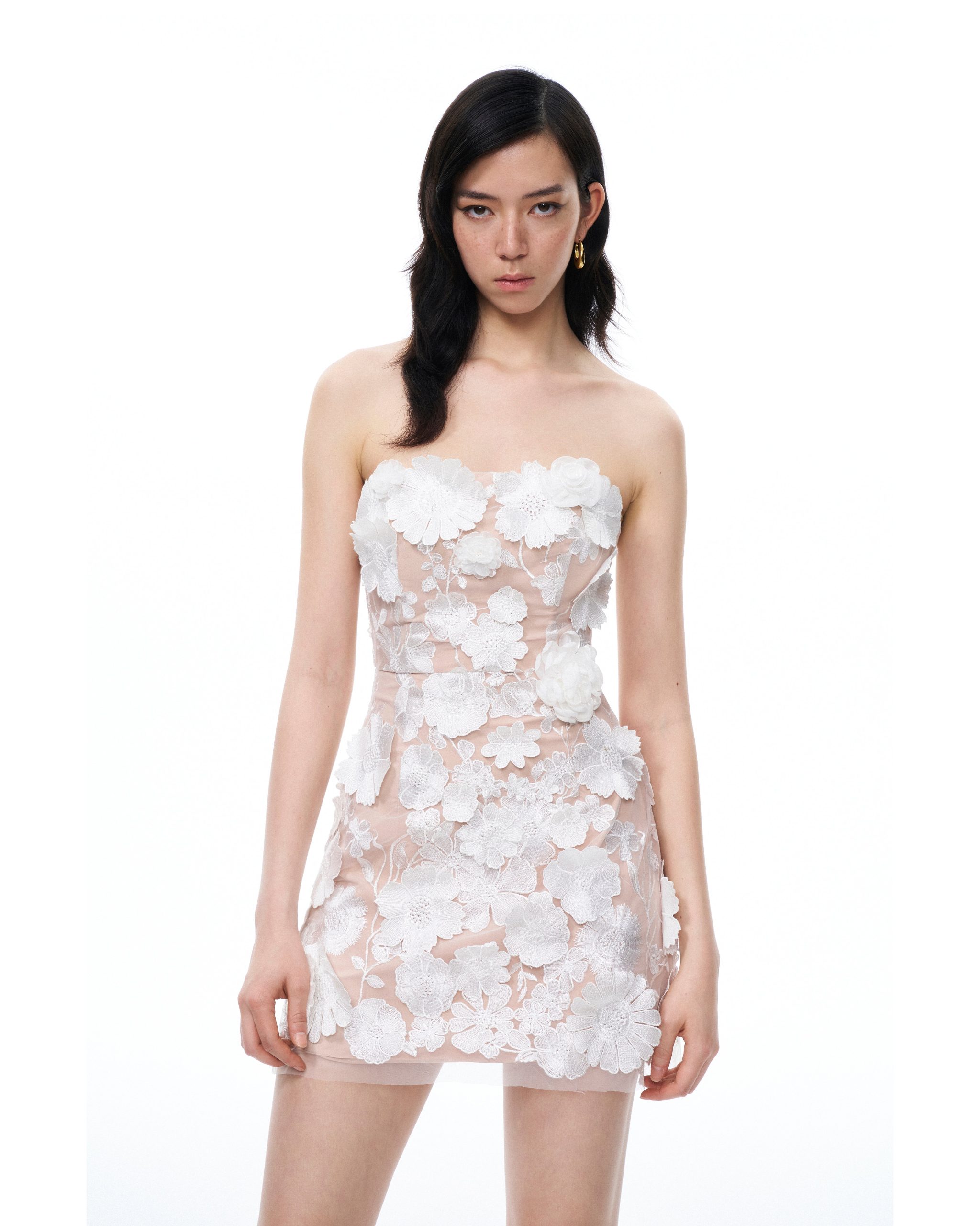 Serafina Floral Embroidered Mini Dress - White - Image 4