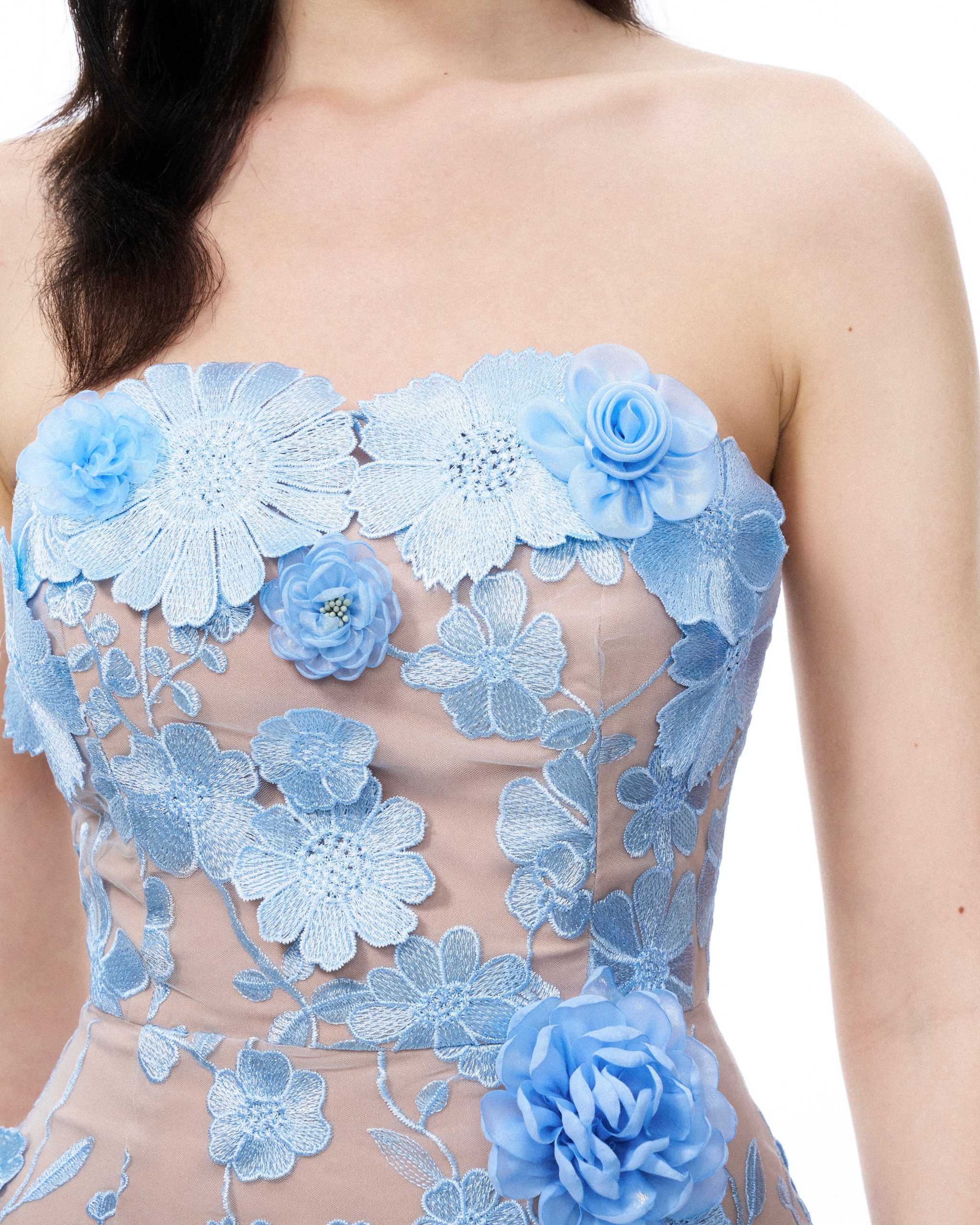 Evander 3D Floral Embroidered Maxi Dress - Blue - Image 6