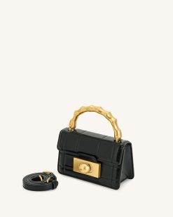 Alternative view of Kaia Bamboo Metal Handle Handbag - Black