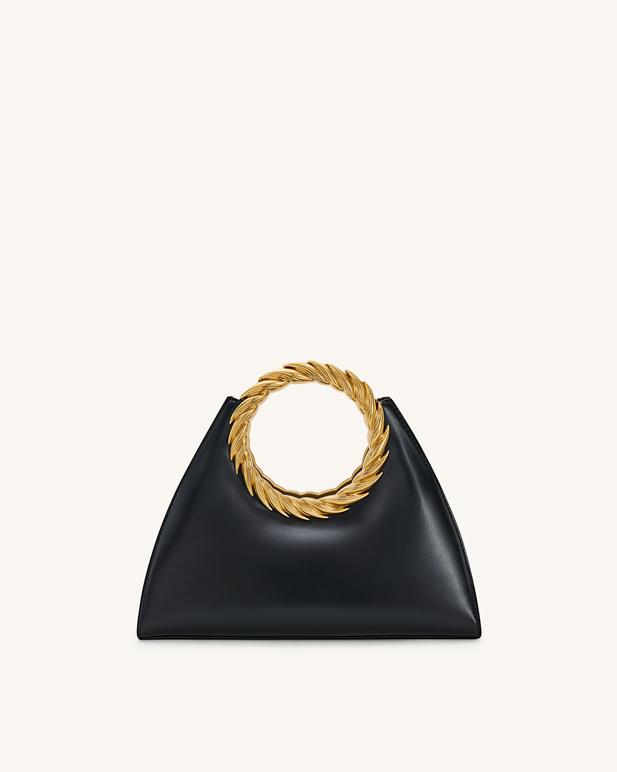 Amiya Leaf Handle Sculpture Bag - Black - Image 3