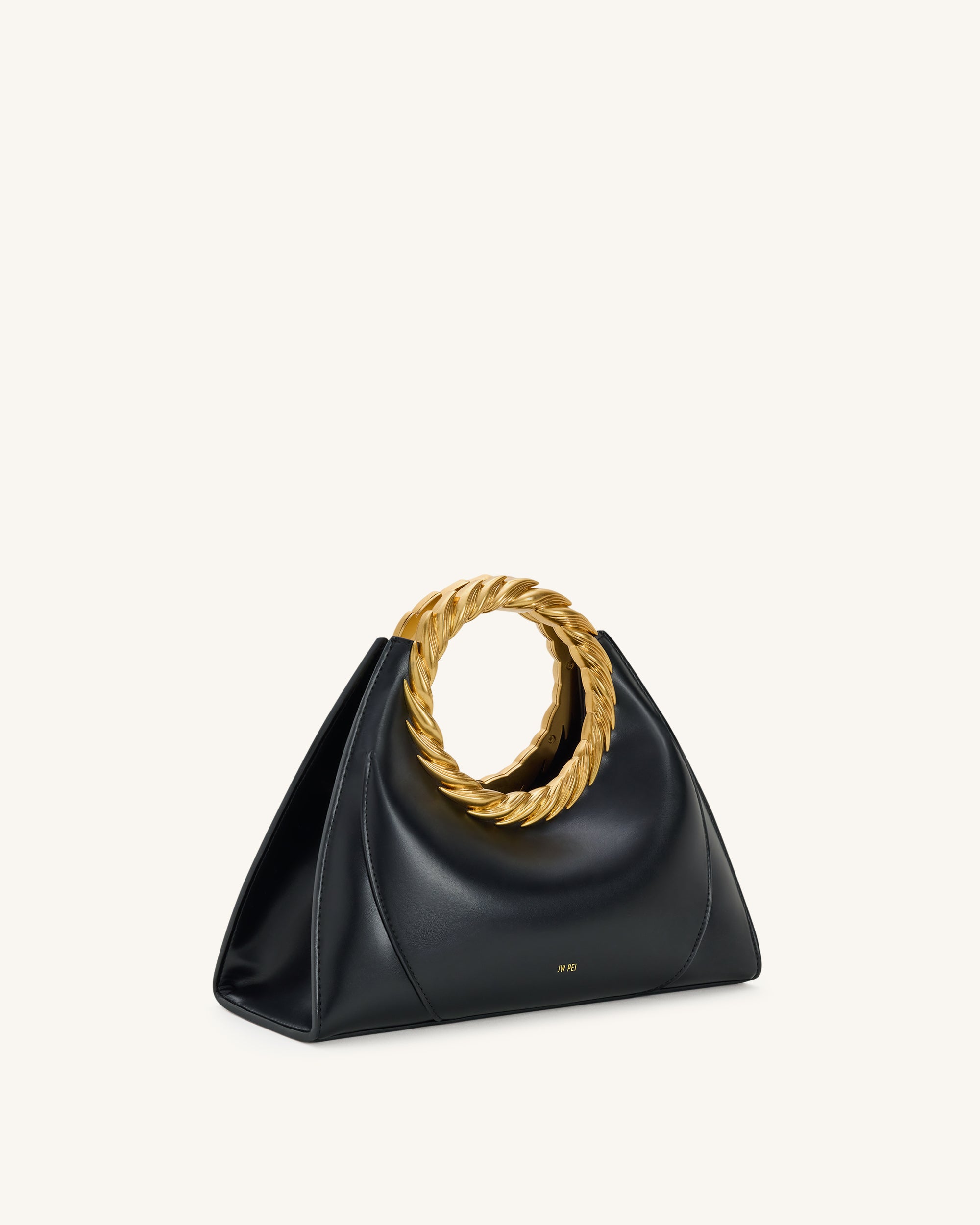Amiya Leaf Handle Sculpture Bag - Black - Image 2