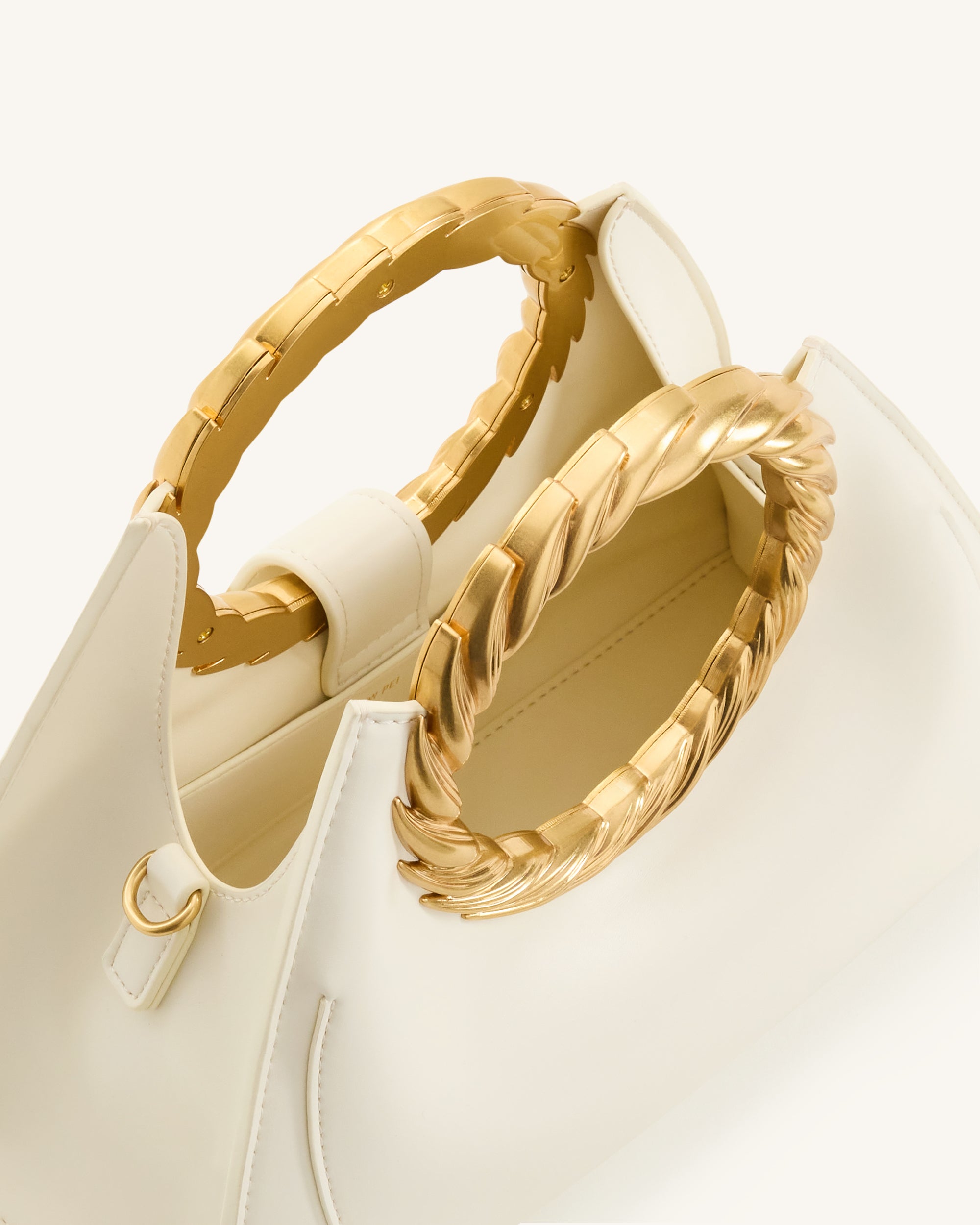 Amiya Leaf Handle Sculpture Bag - White - Image 4