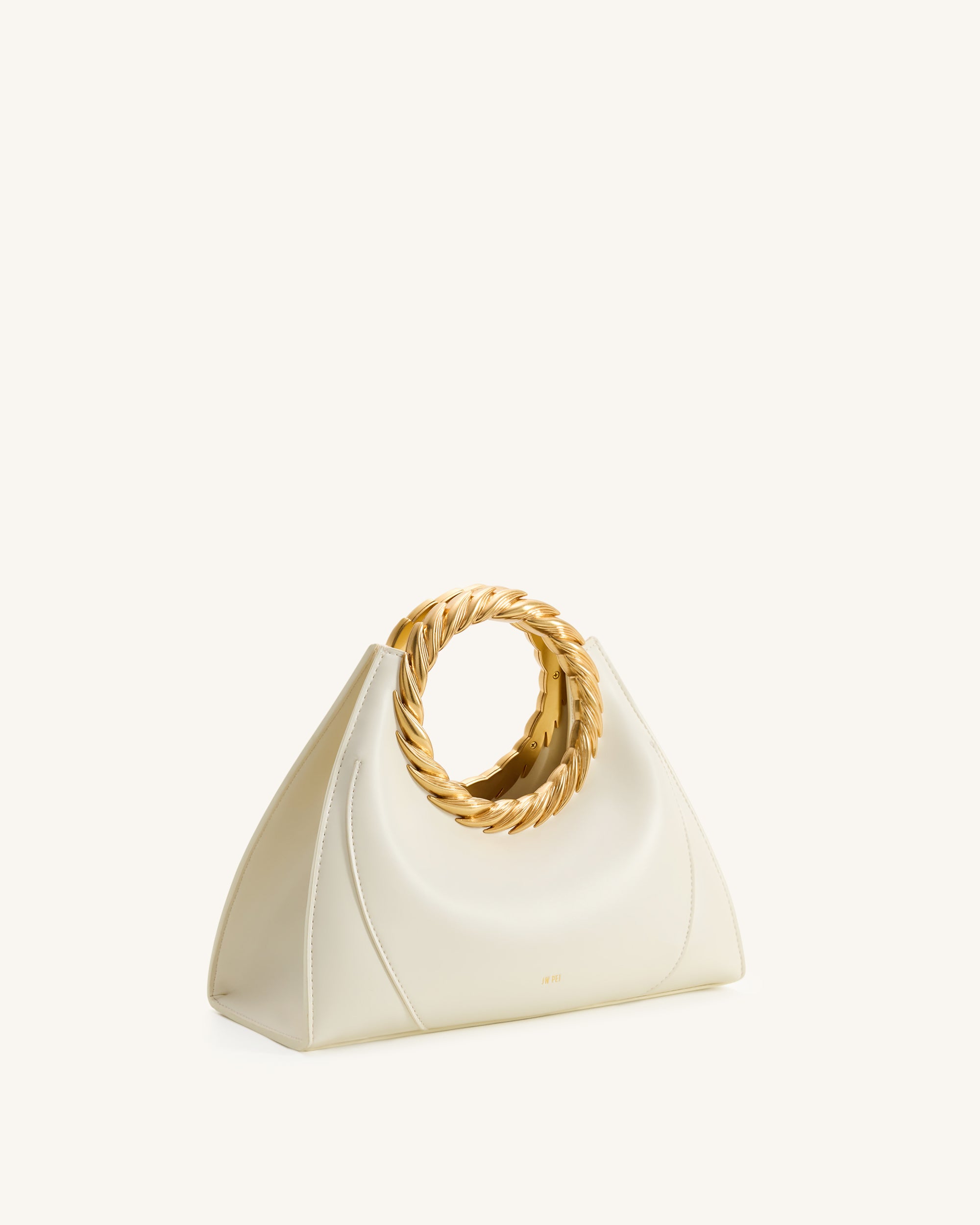 Amiya Leaf Handle Sculpture Bag - White - Image 2