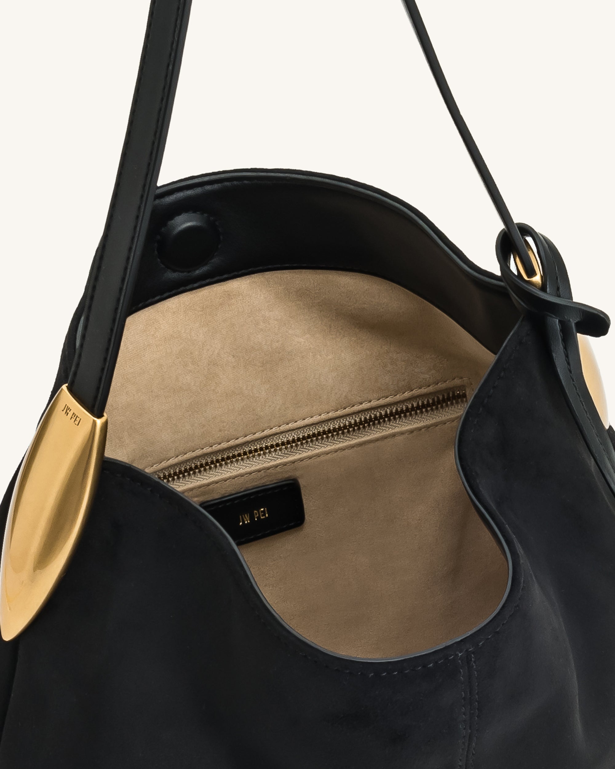 Nina Metal Charm Hobo Bag - Black - Image 4