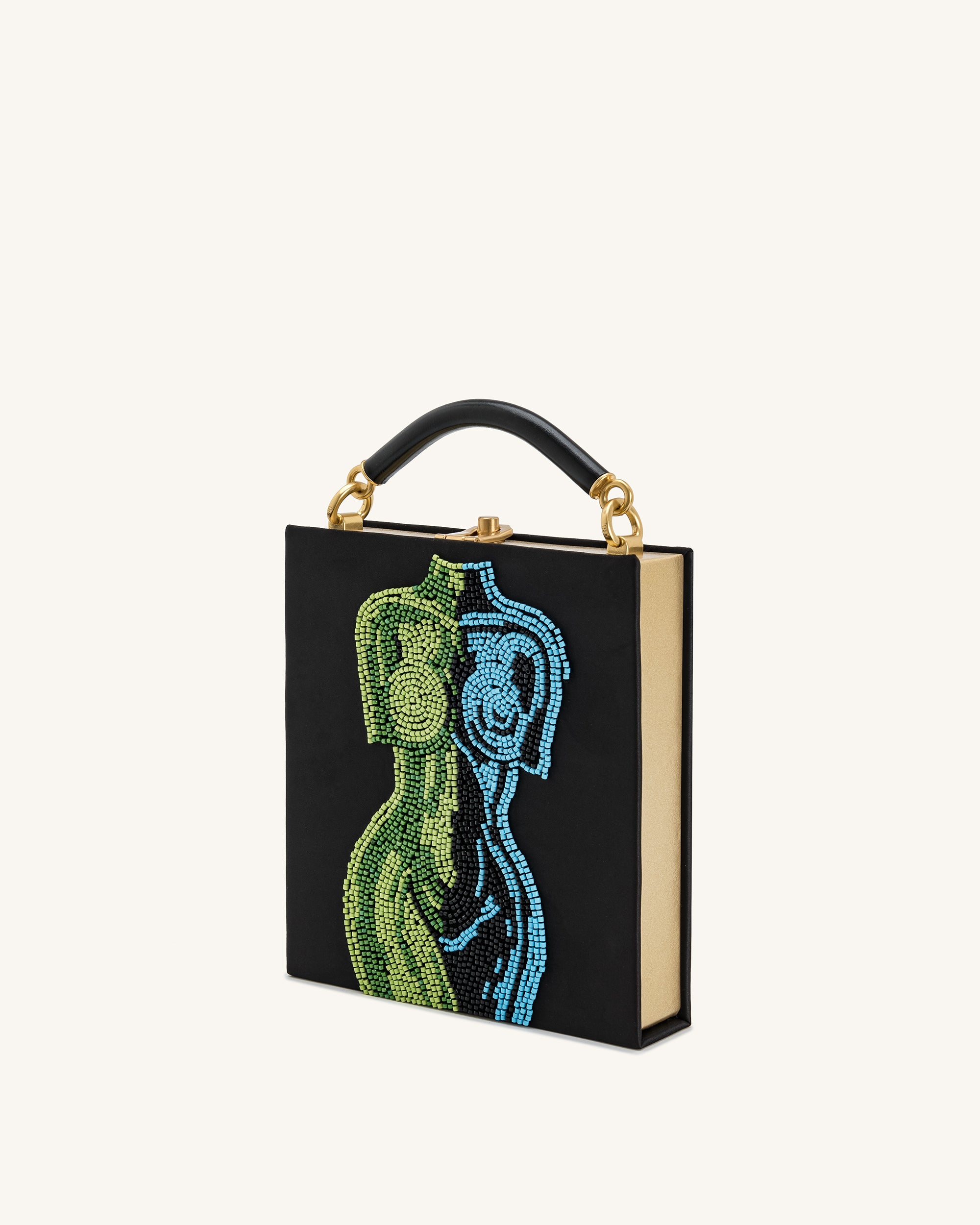 Elle Colorful Beaded Book Top Handle Bag - Black - Image 2