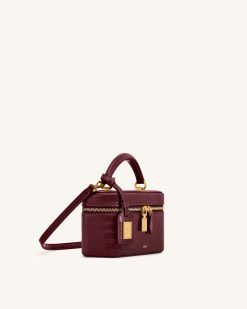 Alternative view of Cleo Box Shape Top Handle Bag - Claret Croc