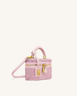 Alternative view of Cleo Artificial Crystal Box Shape Top Handle Bag - Pink