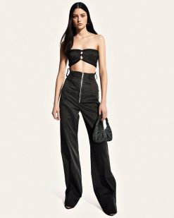 Alternative view of Gabbi Artificial Crystal Medium Ruched Hobo Handbag - Anthracite