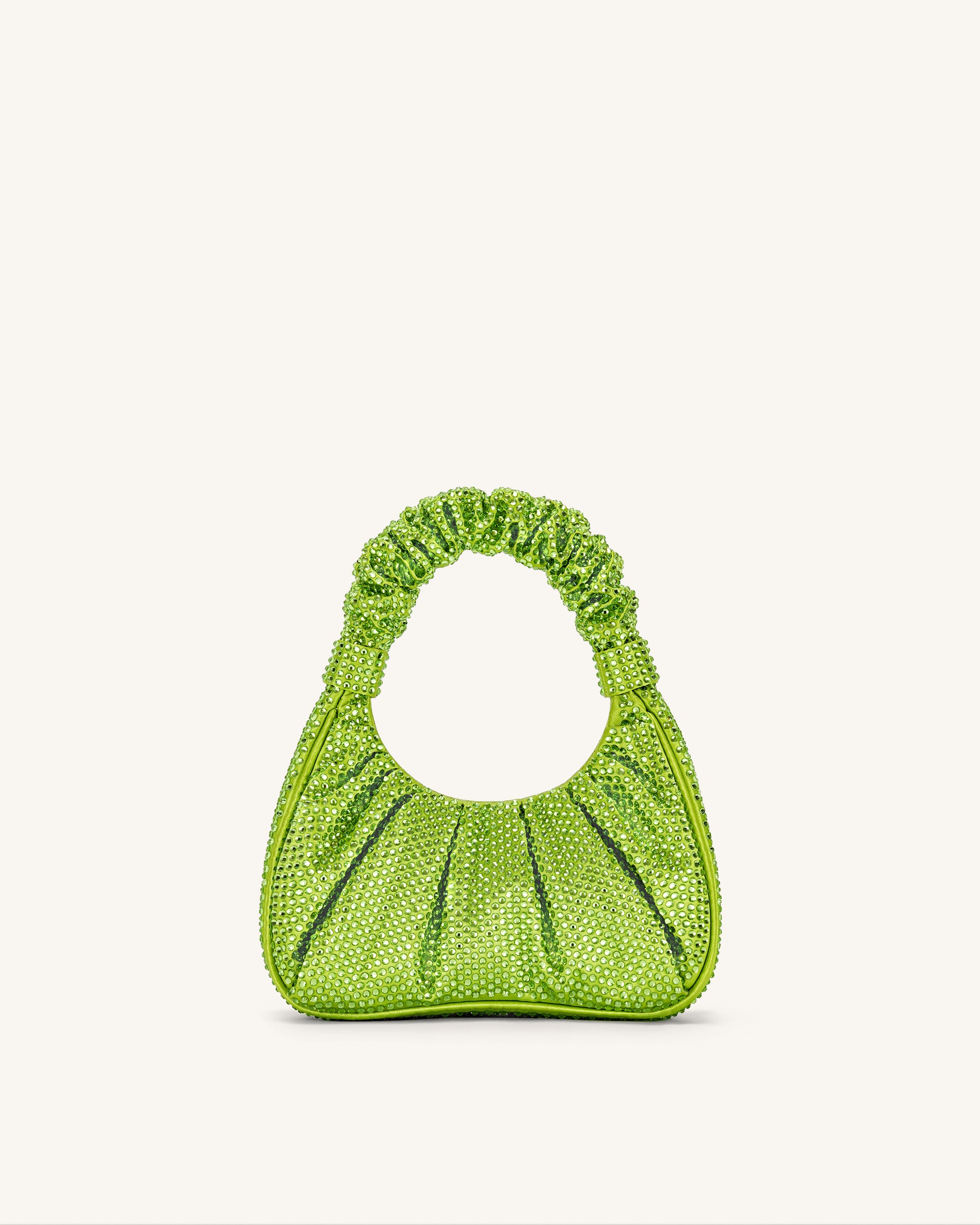 Gabbi Artificial Crystal Medium Ruched Hobo Handbag - Green - Image 4