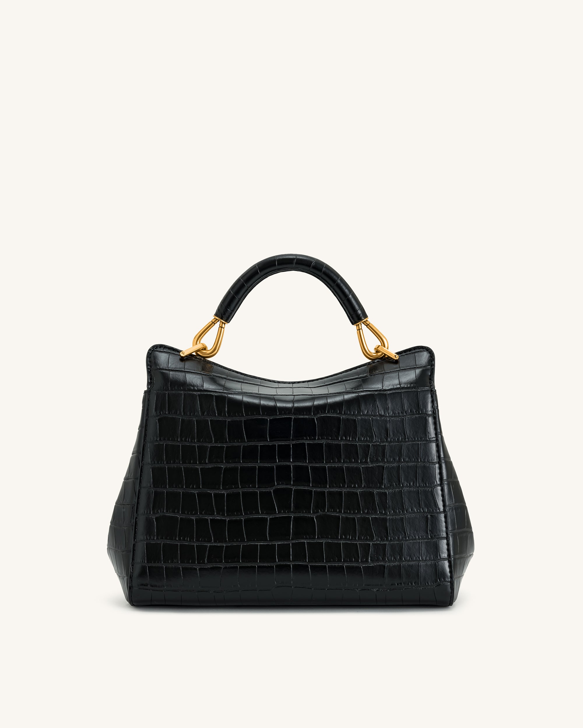 Lucia Classic Top Handbag - Black Croc - Image 3