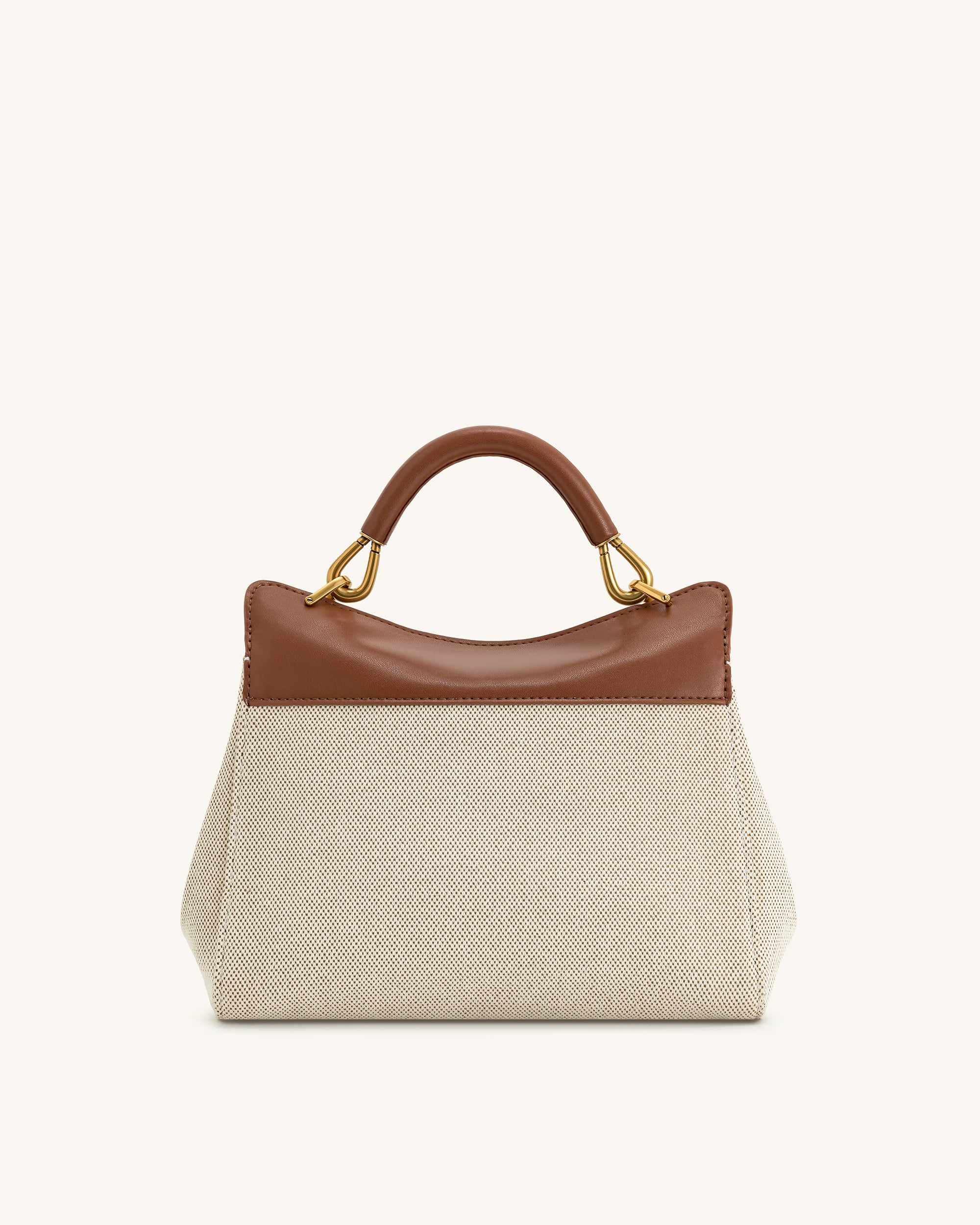 Lucia Classic Top Handbag - Brown Canvas - Image 4