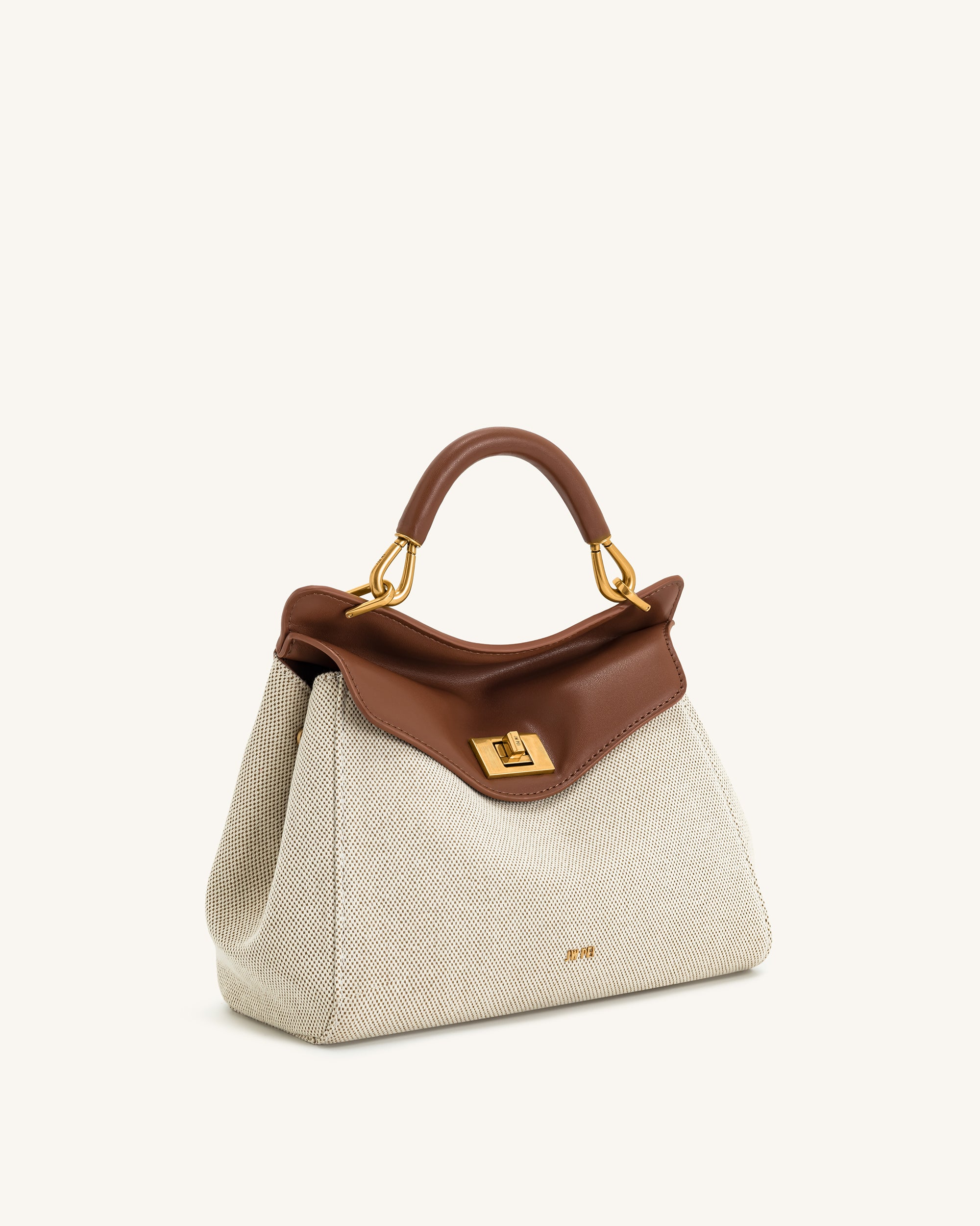 Lucia Classic Top Handbag - Brown Canvas - Image 3