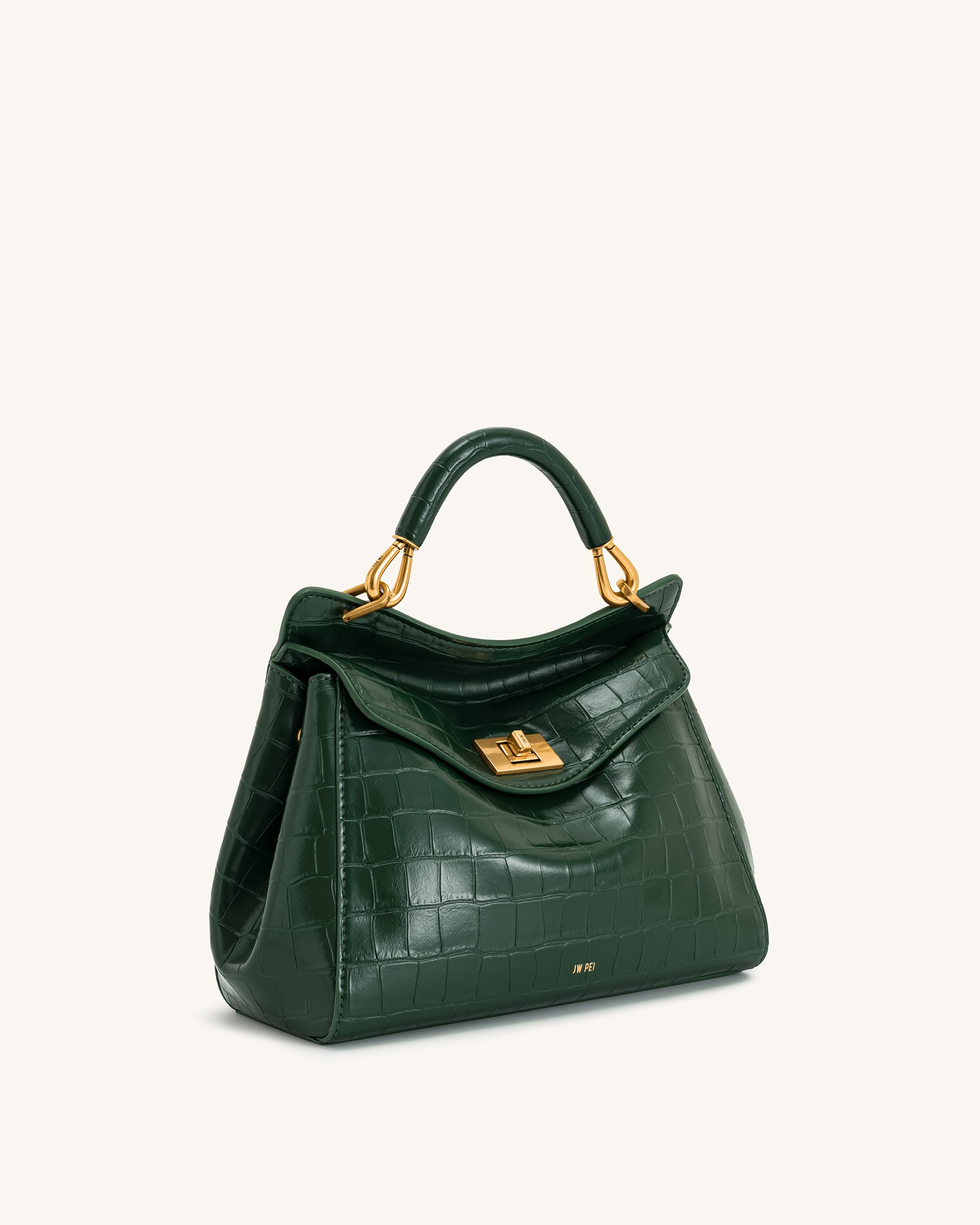Lucia Classic Top Handbag - Green Croc - Image 3