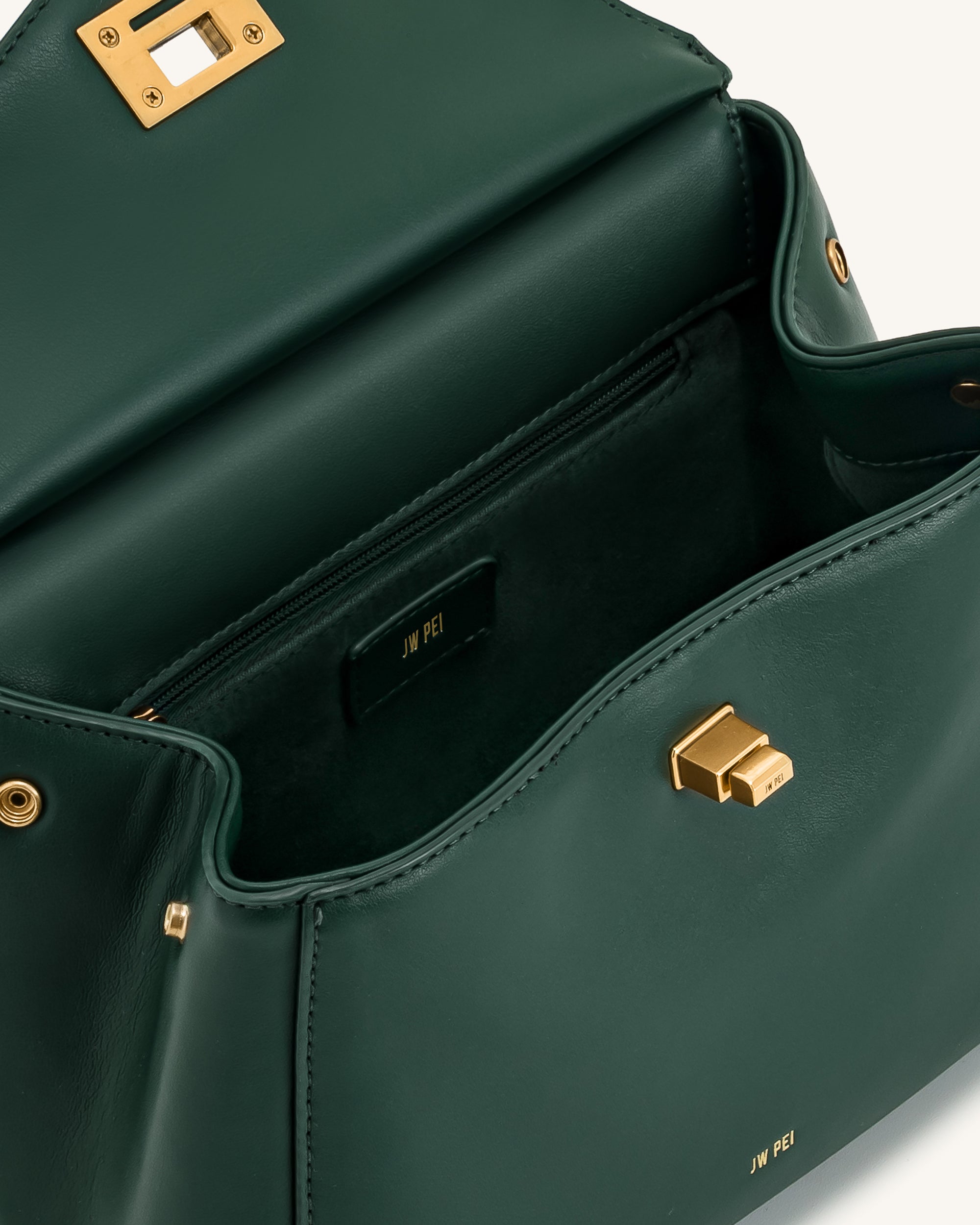 Lucia Classic Top Handbag - Dark Green - Image 4
