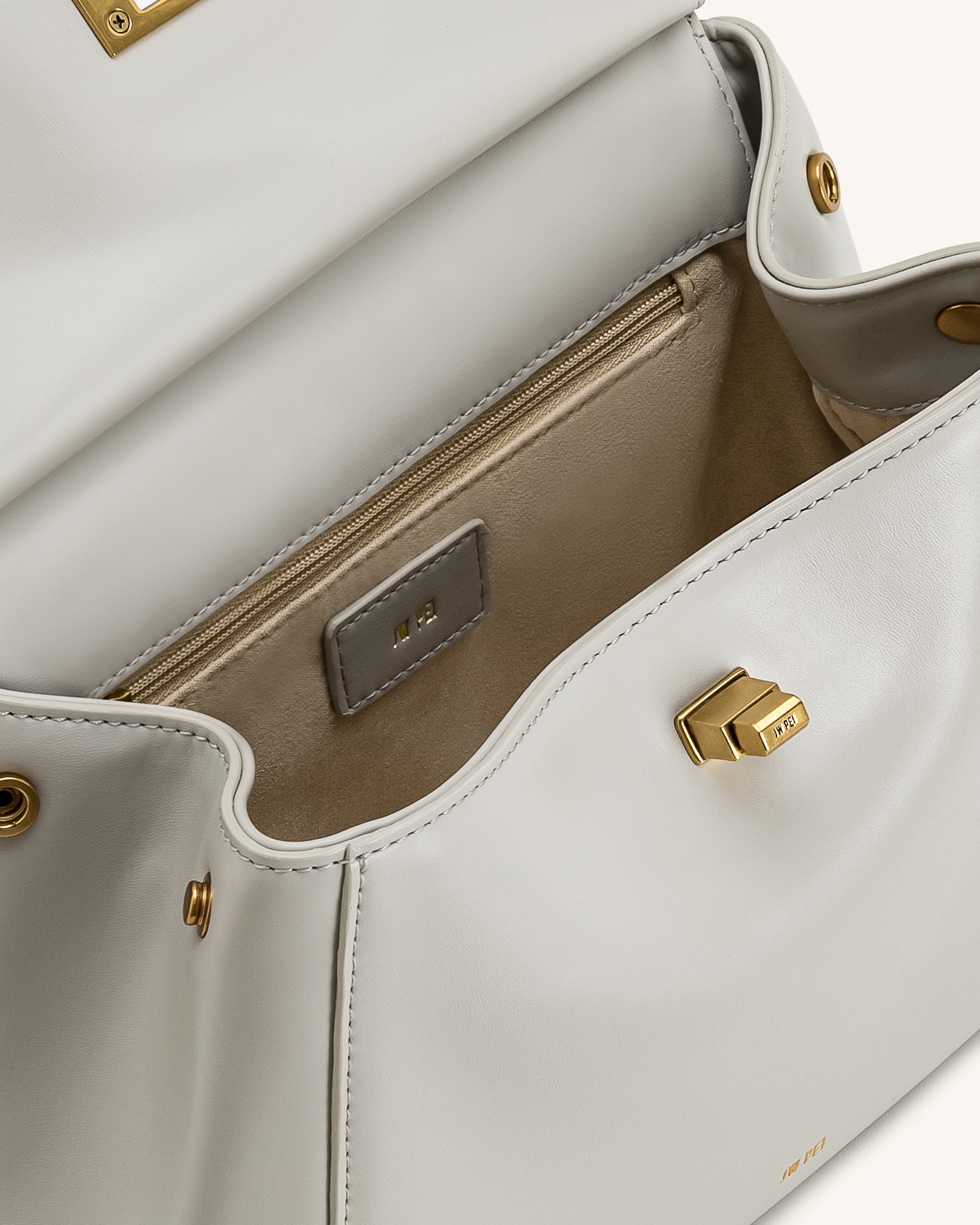 Lucia Classic Top Handle Bag - Light Gray - Image 4
