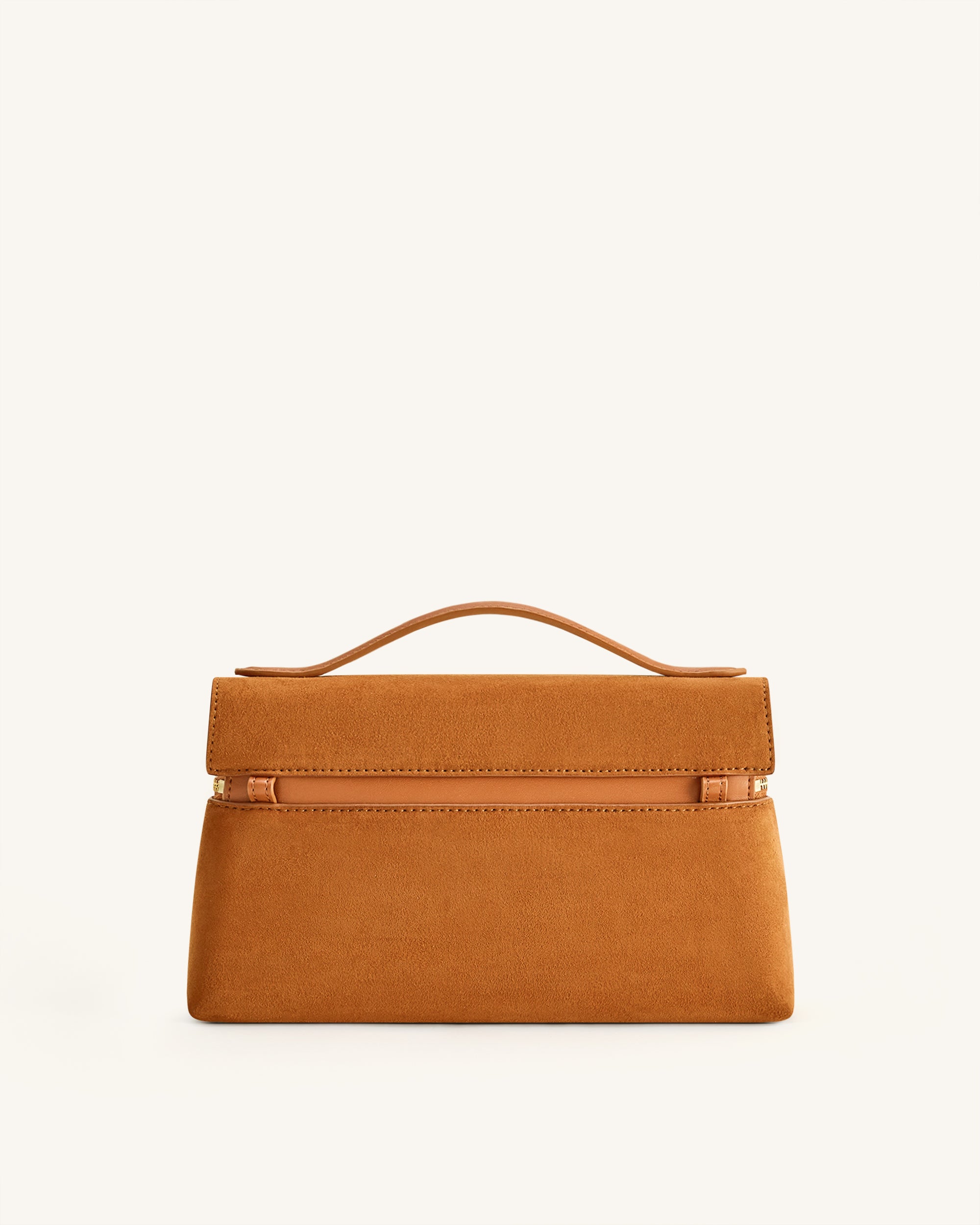 Thea Faux Suede Top Handle Bag - Camel - Image 3