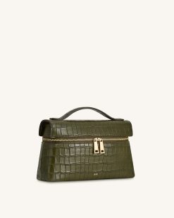 Alternative view of Thea Croc-Embossed Top Handle Bag - Olive Green