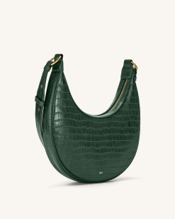 Alternative view of Carly Saddle Bag - Dark Green Croc