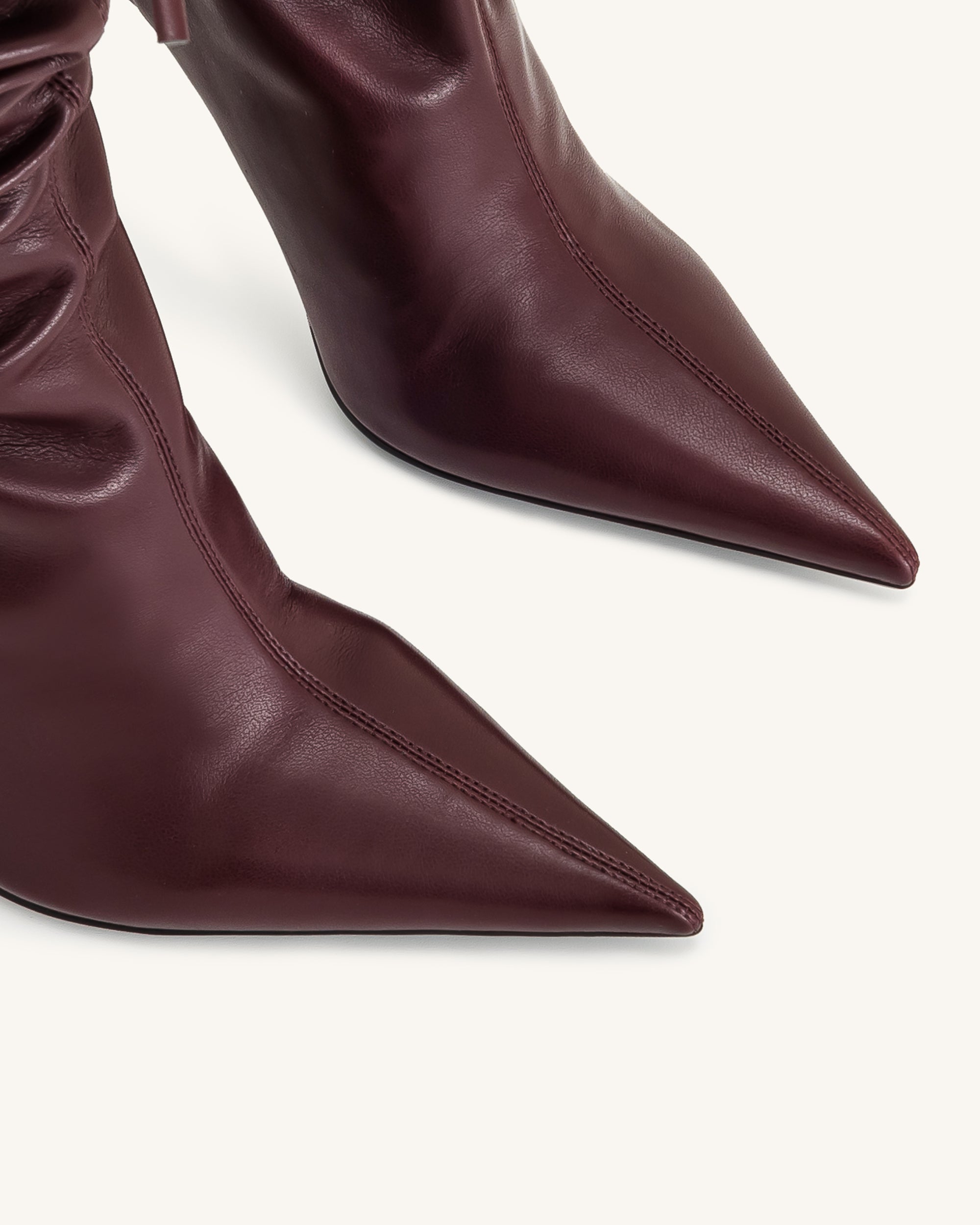 Olivia Leather High Heel Boots - Burgundy - Image 6