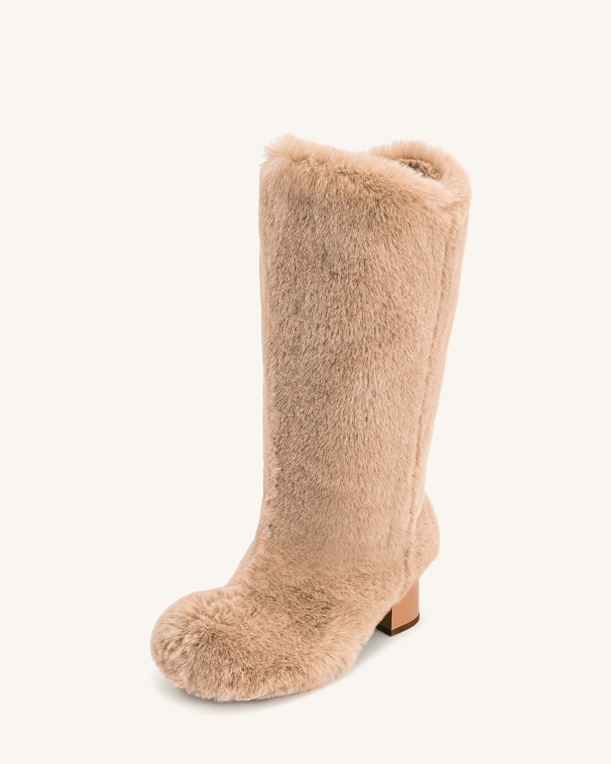 Isabella Slouchy Faux Fur Boots - Beige - Image 6