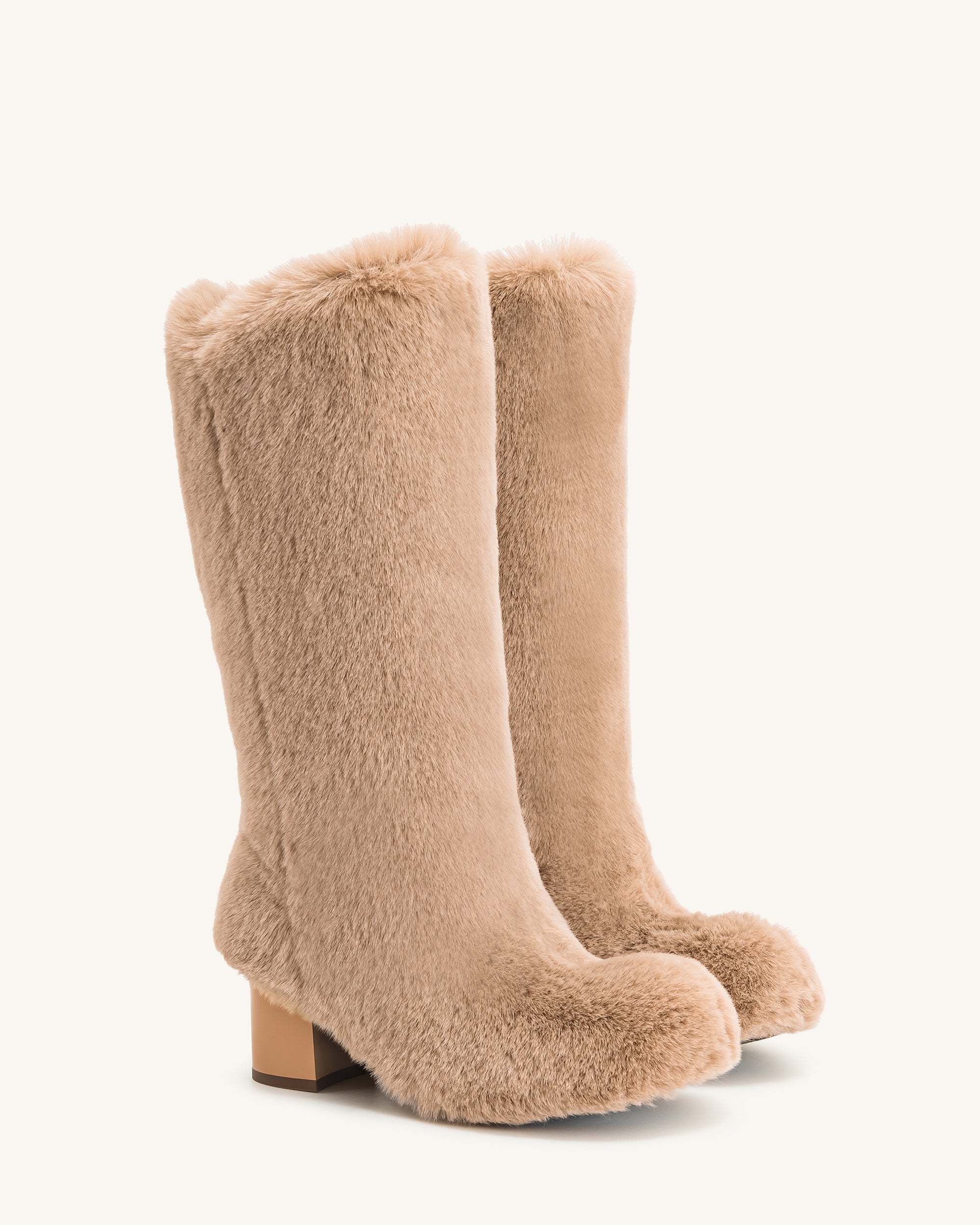Isabella Slouchy Faux Fur Boots - Beige - Image 3