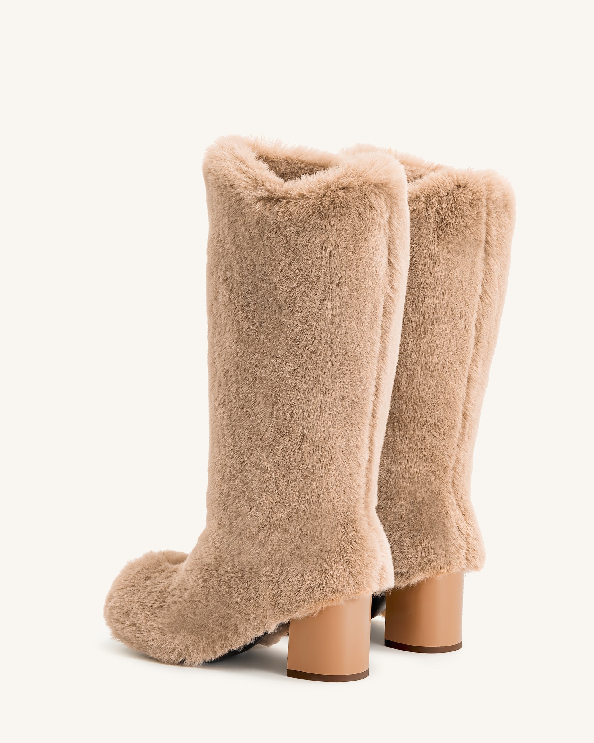 Isabella Slouchy Faux Fur Boots - Beige - Image 4