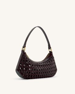 Alternative view of Lily Faux Bamboo Woven Shoulder Bag - Deep Claret
