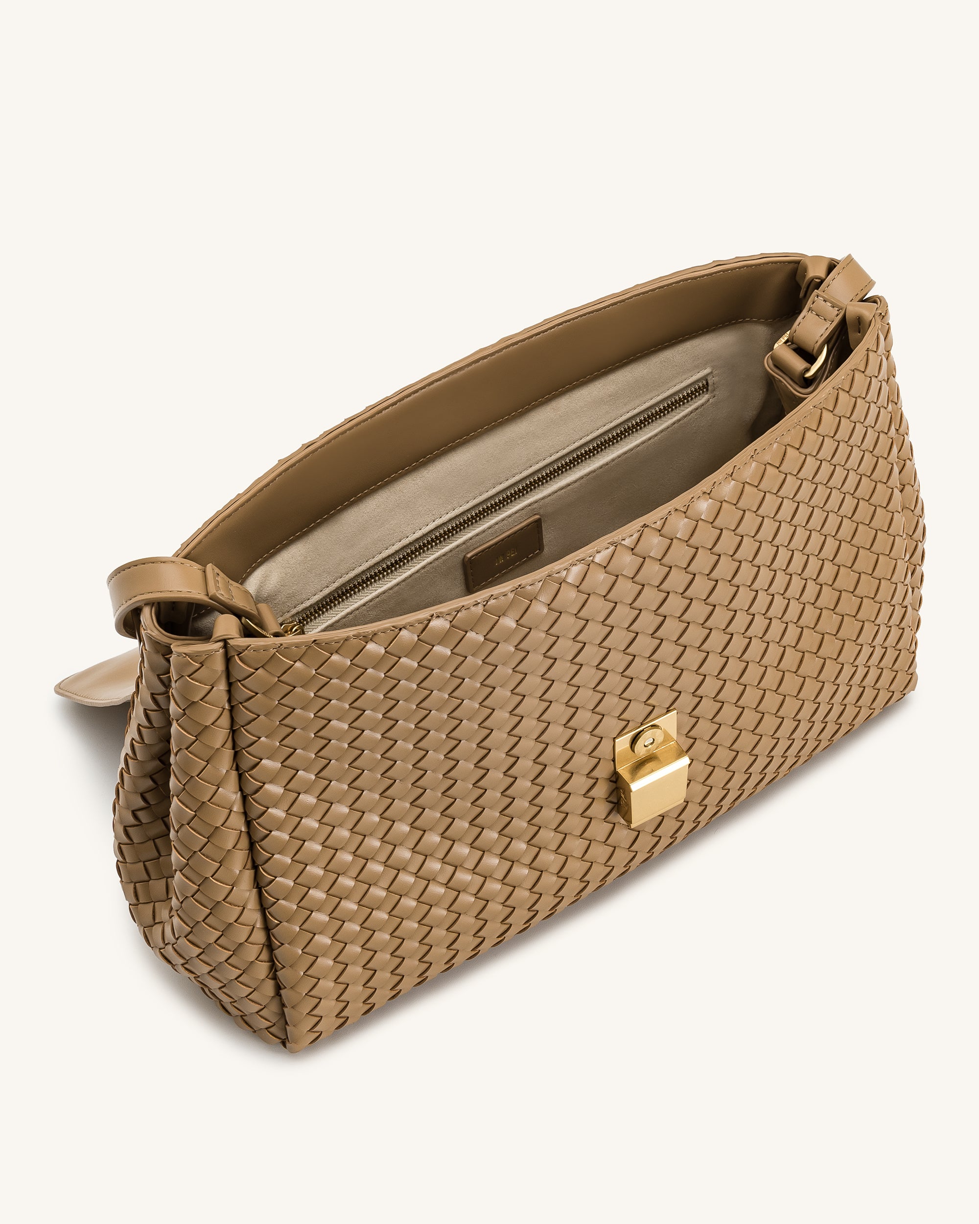 Hilary Woven Shoulder Bag - Camel - Image 4