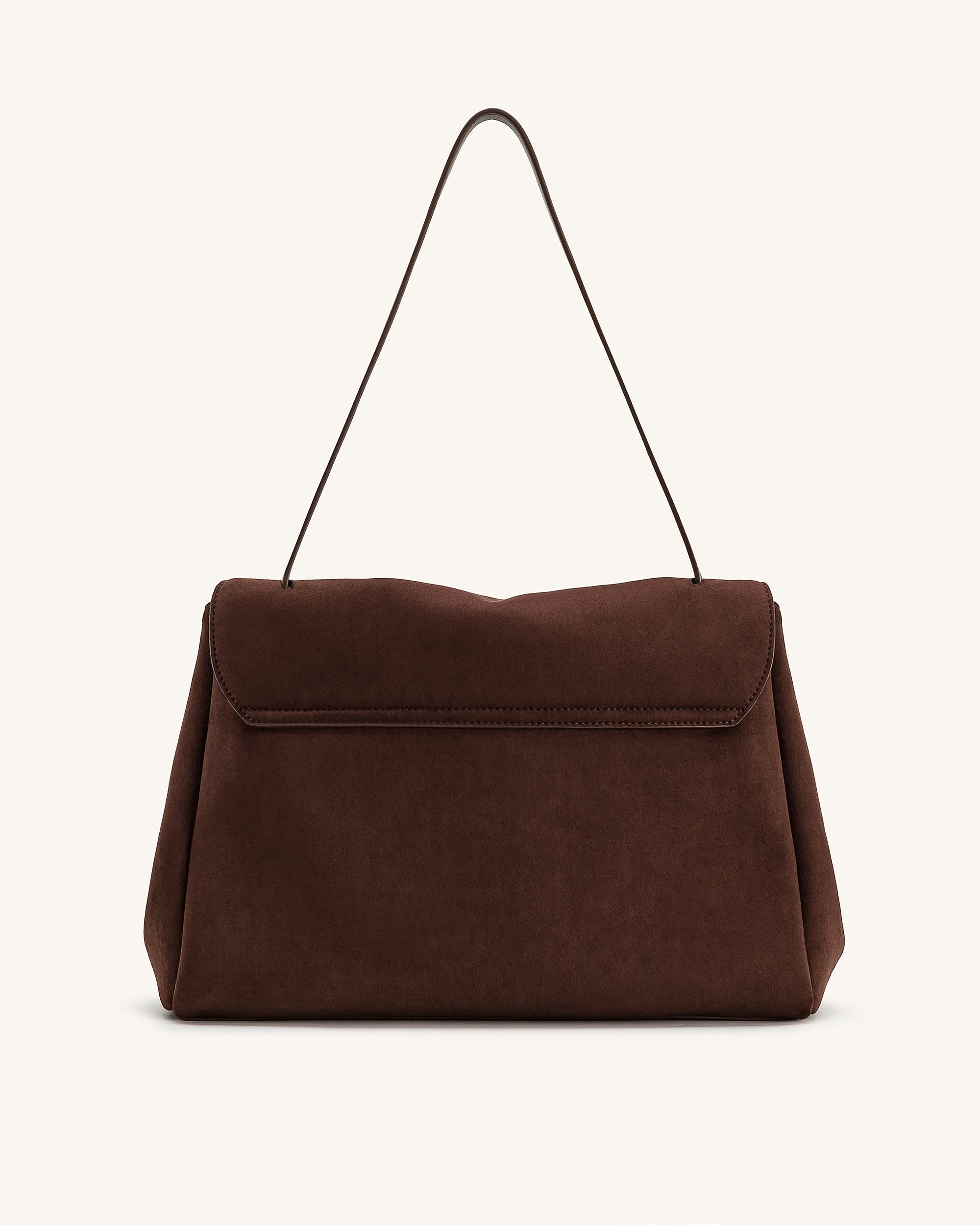 Hilary Faux Suede Shoulder Bag - Dark Brown - Image 3