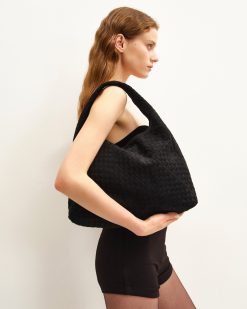 Alternative view of Laura Faux Suede Woven Shoulder Bag - Black