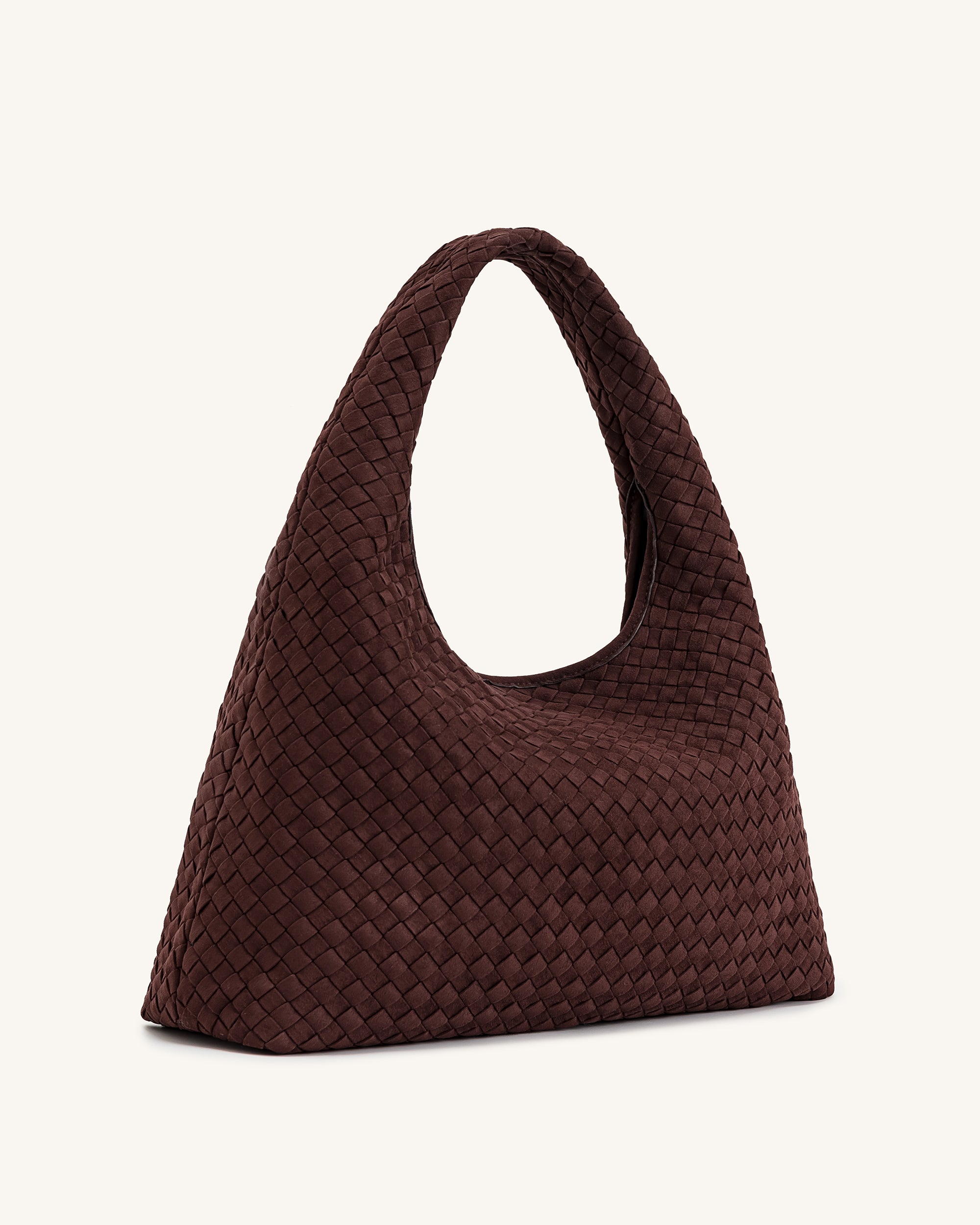 Laura Faux Suede Woven Shoulder Bag - Dark Brown - Image 2
