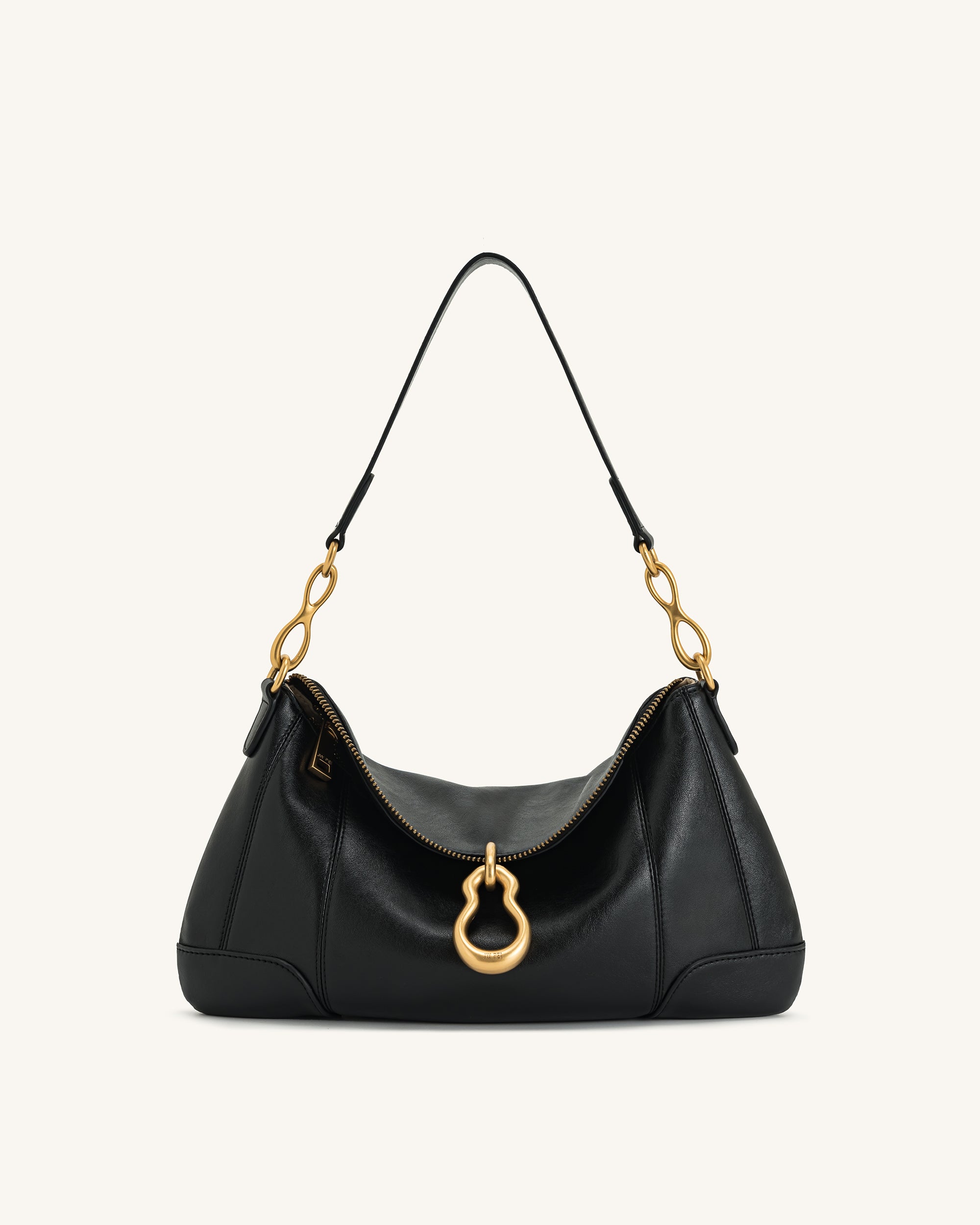 Jayla Metal Pendant Embellished Shoulder Bag - Black