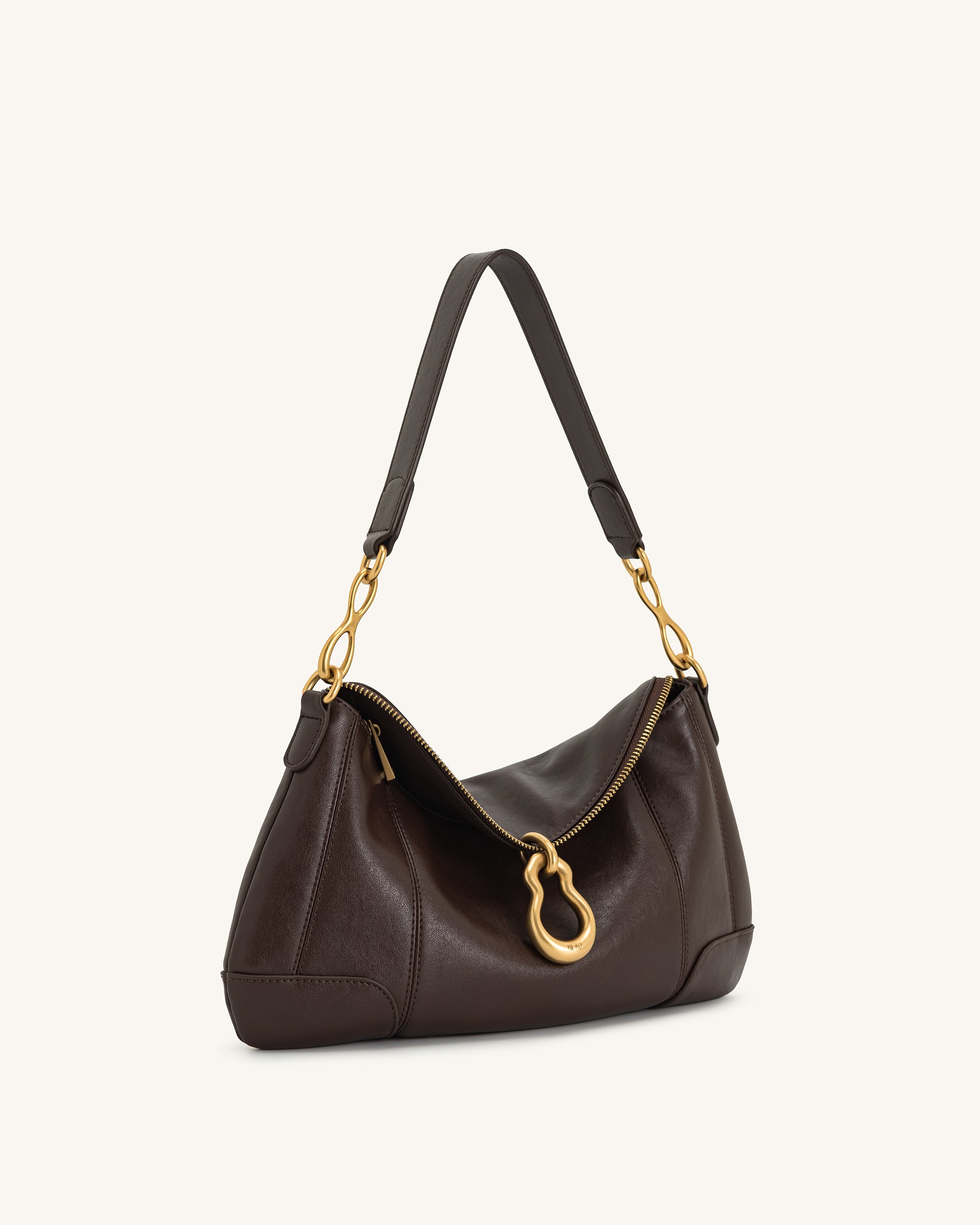 Jayla Metal Pendant Embellished Shoulder Bag - Dark Brown - Image 3