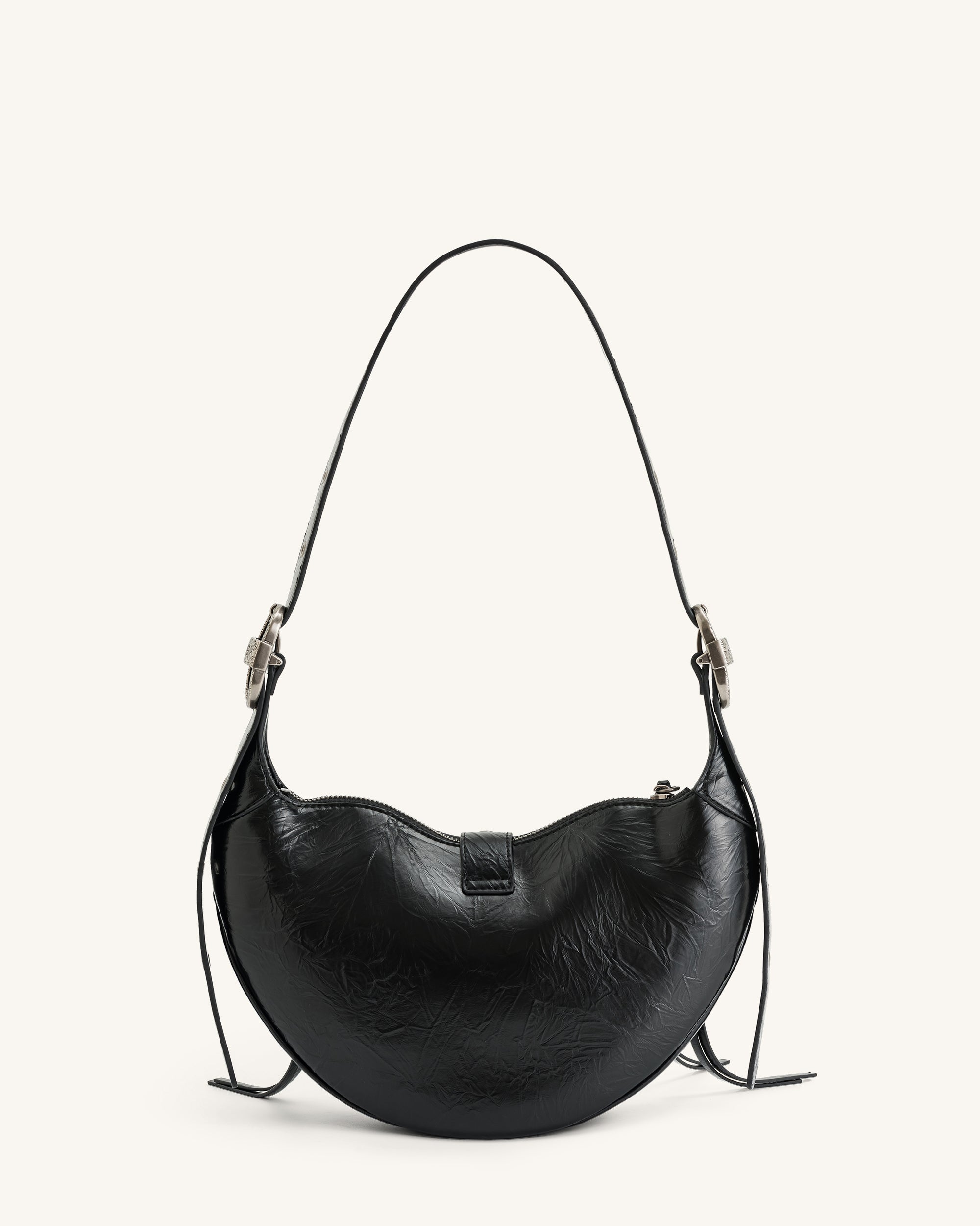 Tessa Crushed Shoulder Bag - Black - Image 4