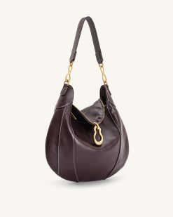 Alternative view of Daria Metal Pendant Embellished Shoulder Bag - Dark Brown