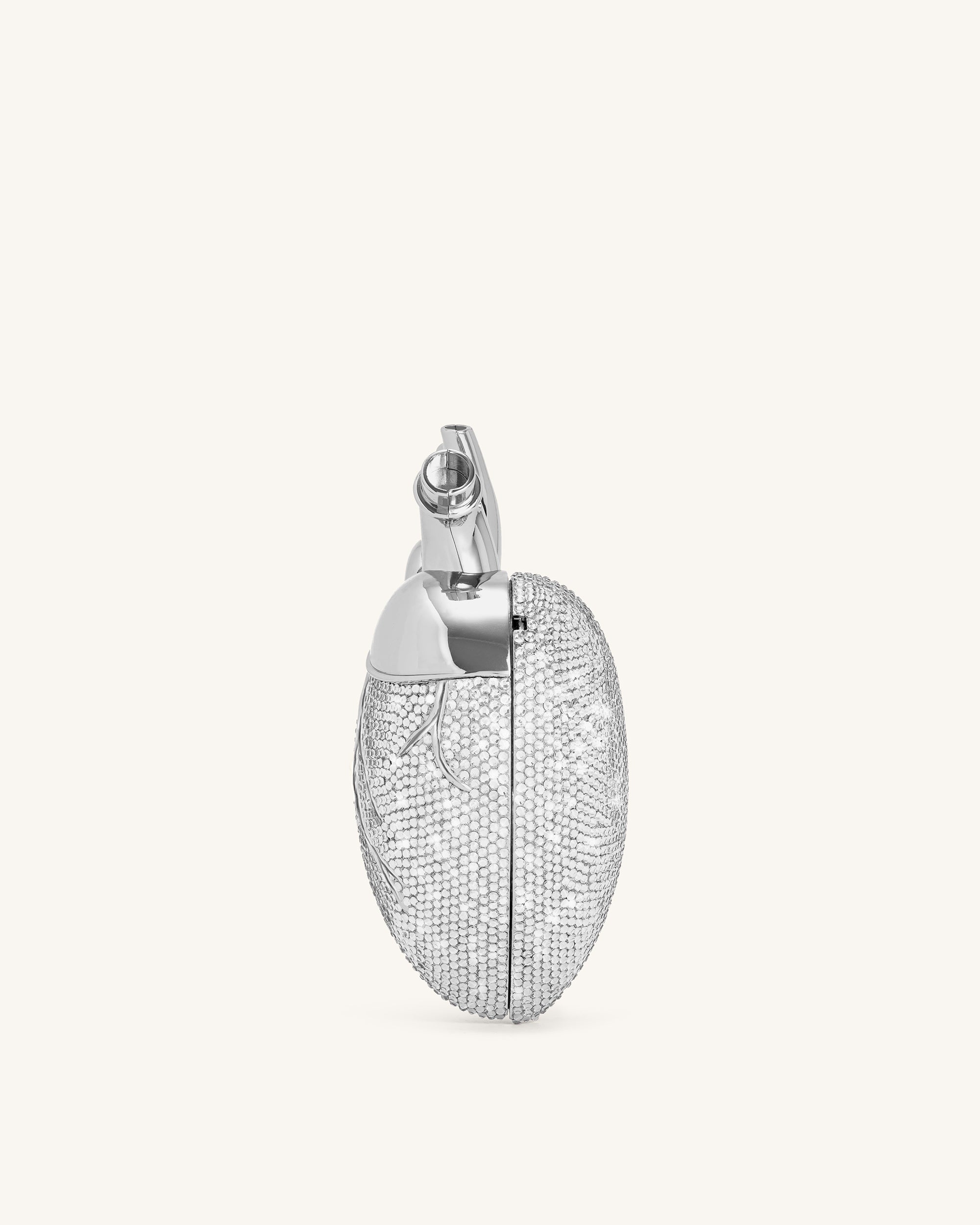 Maren Artificial Crystal Heart Shaped Bag - Silver - Image 4