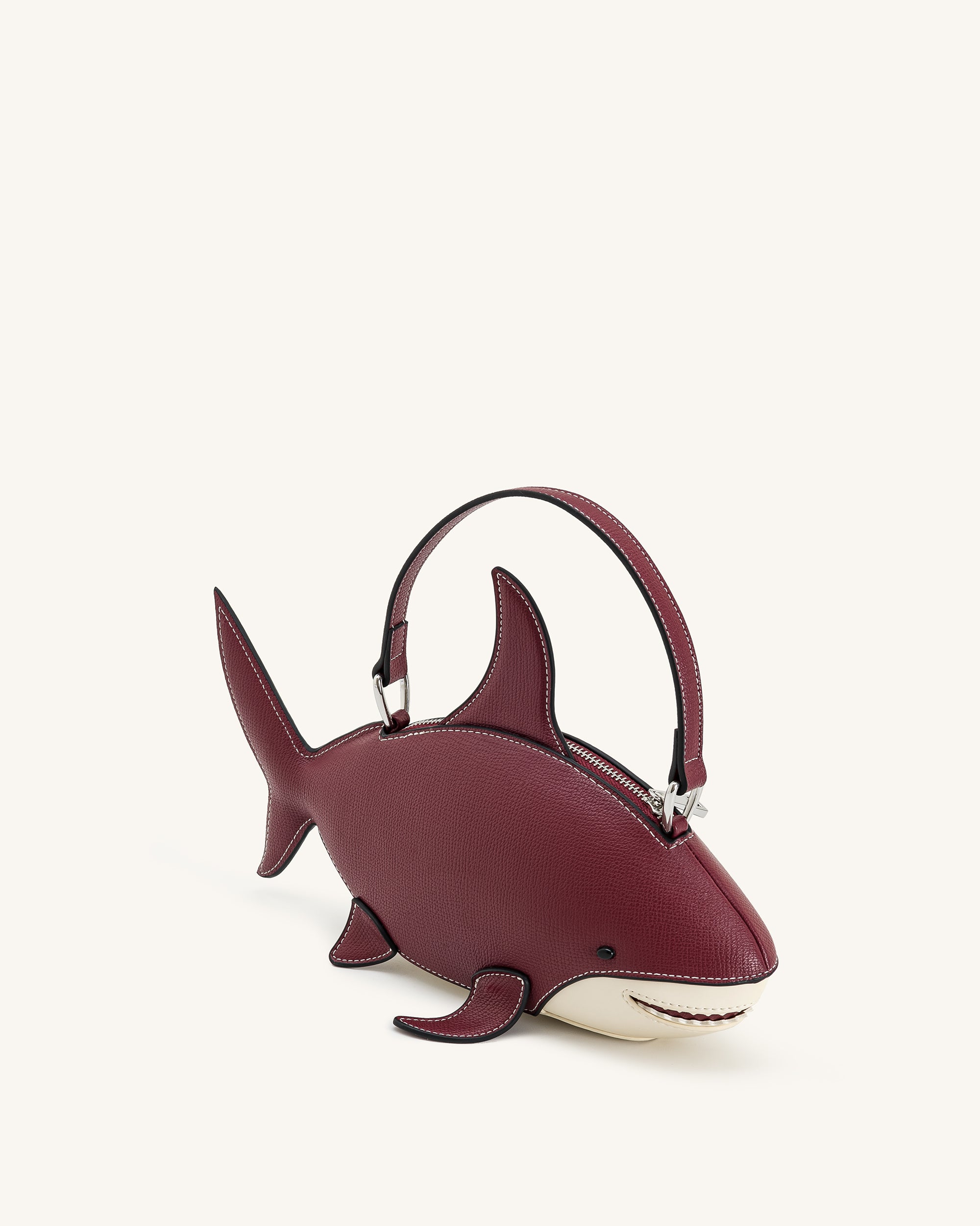 Nerys Shark Look Top Handle Bag - Burgundy - Image 2