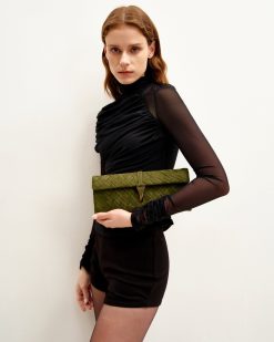 Alternative view of Zaria Woven Clutch - Dark Olive